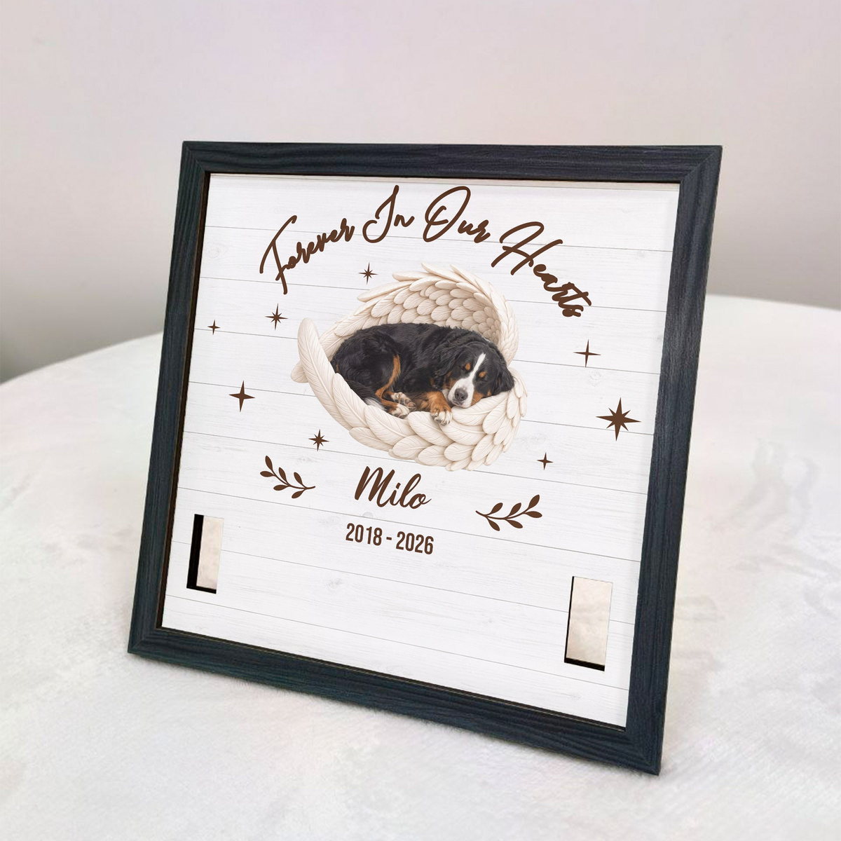 Custom Pet Photo Angel Wings Collar Holder Pet Loss Gifts For Her, Him - Personalized Frame