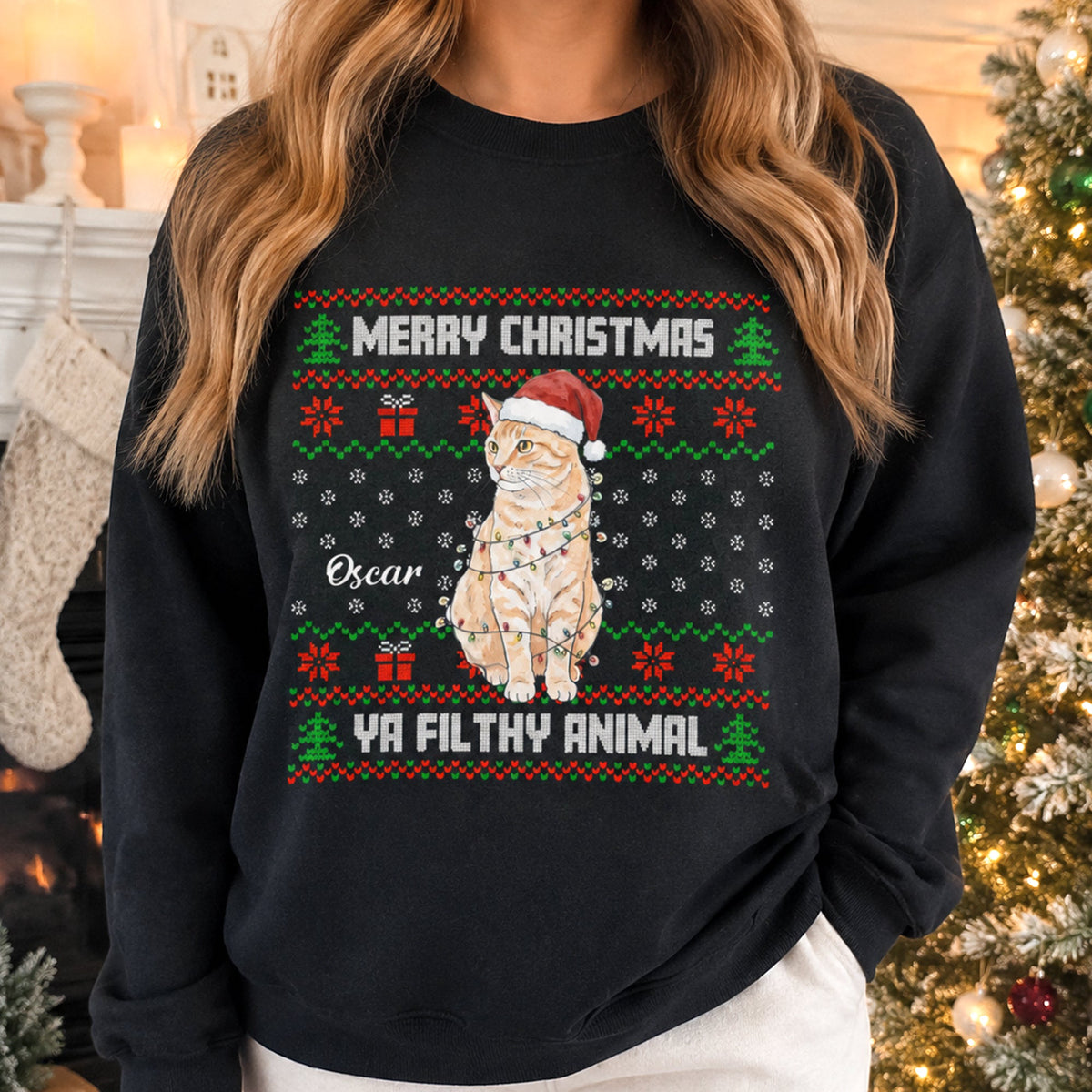 Custom Pet Photo Ugly Christmas Sweatshirt Pet Lovers Gift - Personalized Sweatshirt