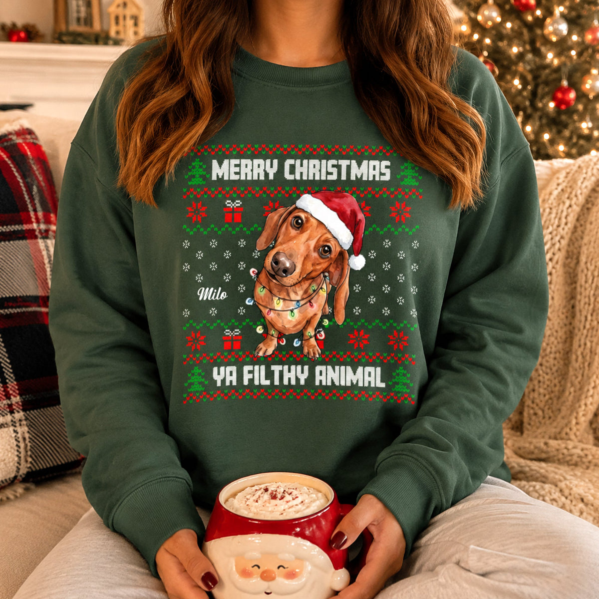Custom Pet Photo Ugly Christmas Sweatshirt Pet Lovers Gift - Personalized Sweatshirt
