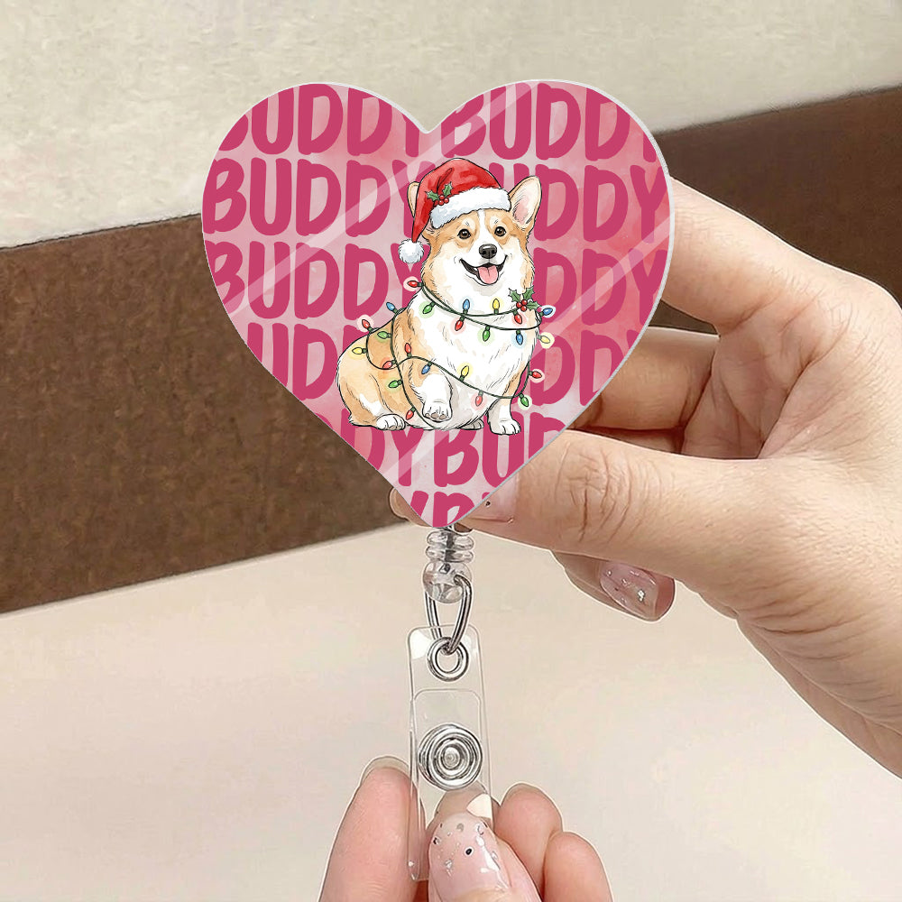Custom Pet Photo Watercolor Art Colorful Name - Personalized Badge Reel