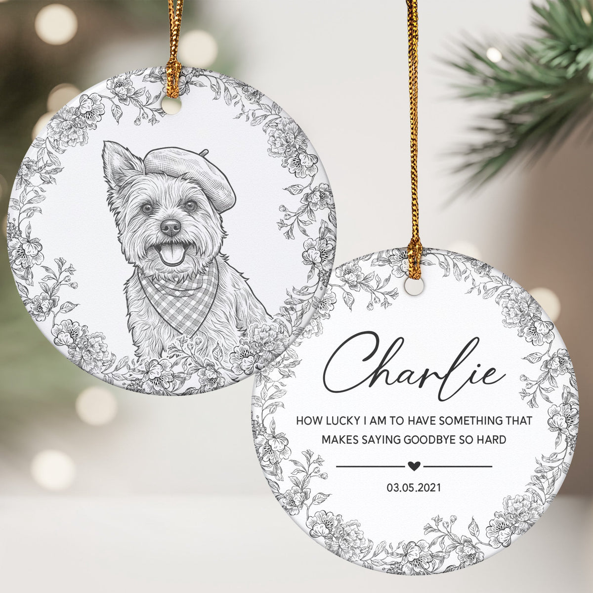 Custom_Pet_Portrait_Sketch_Line_Art_Memorial_Christmas_Gifts_Personalized_Ornament_2