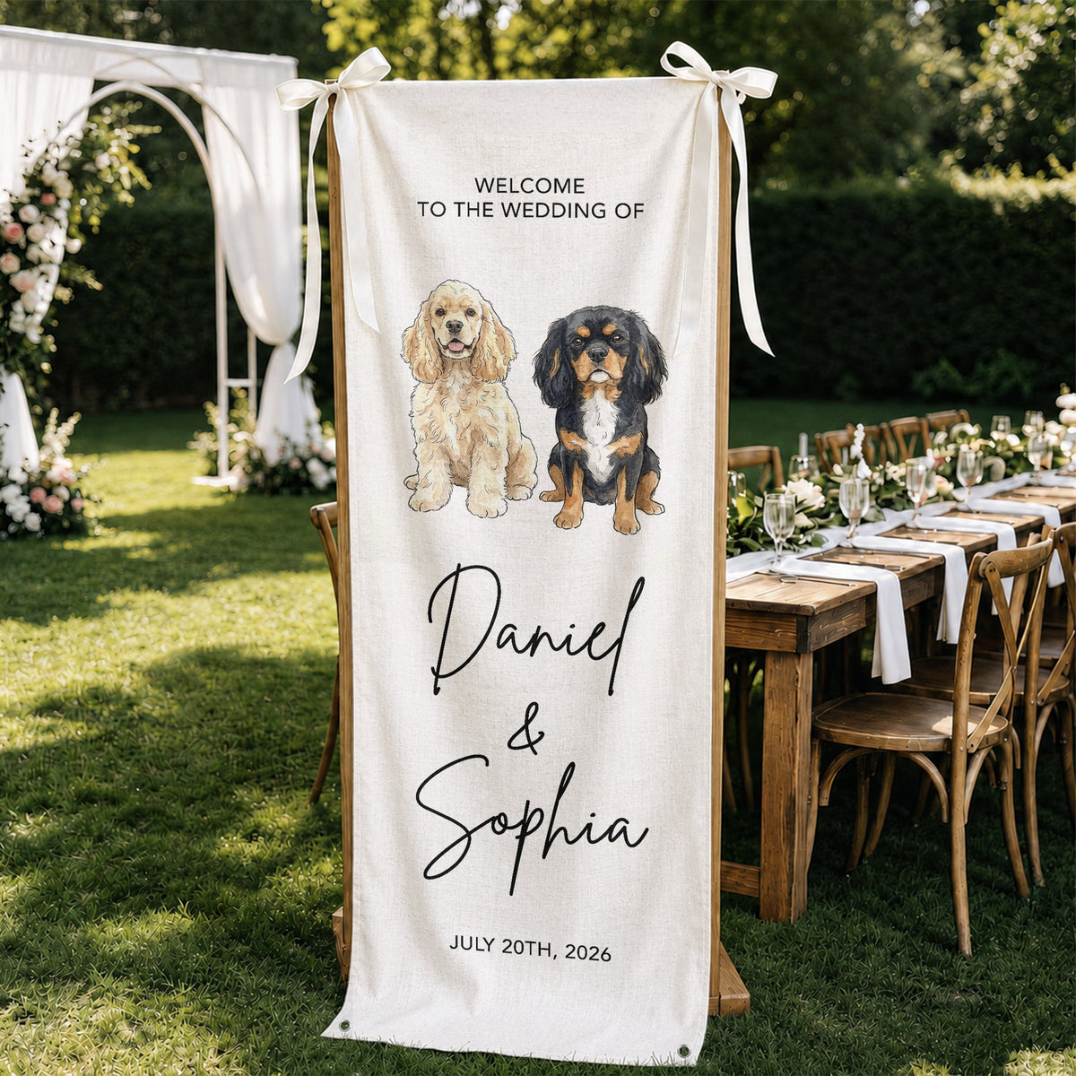 Custom Pet Watercolor Wedding Welcome Sign Wedding Decorations - Personalized Welcome Sign