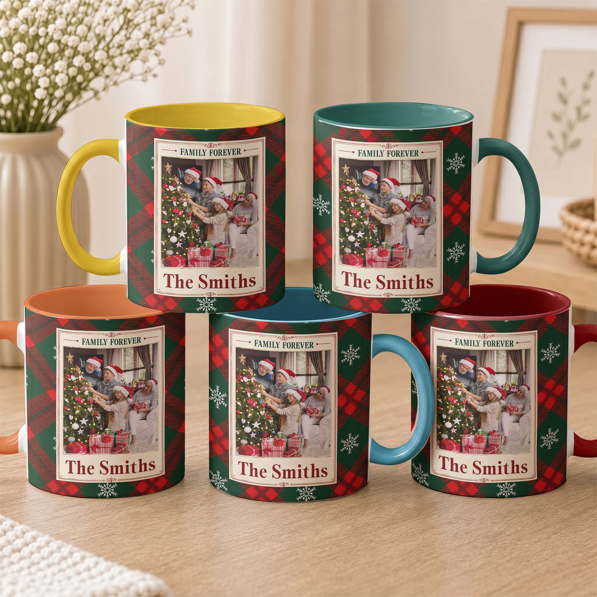 Custom Photo, Family Name Christmas Gift For Family Members, Sisters, Siblings - Personalized Mug