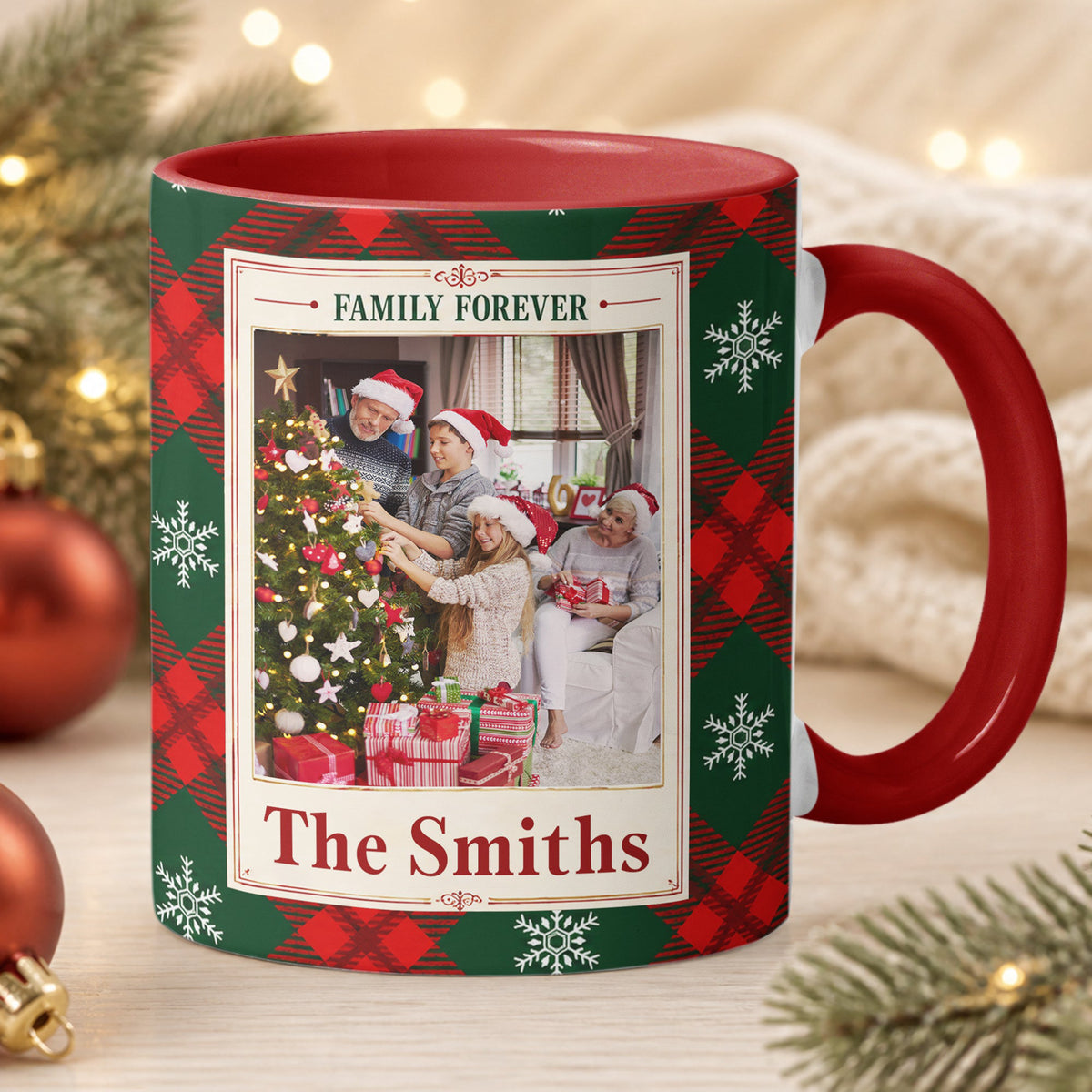 Custom Photo, Family Name Christmas Gift For Family Members, Sisters, Siblings - Personalized Mug