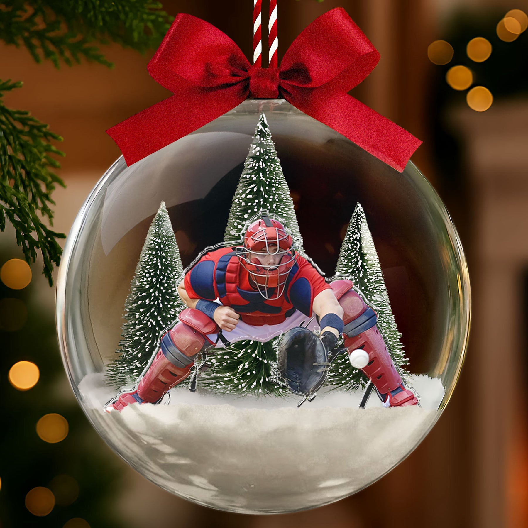 Custom Photo Football Players Christmas Ornament, American Football Gifts, Gifts For Football Fan - Personalized Ornament