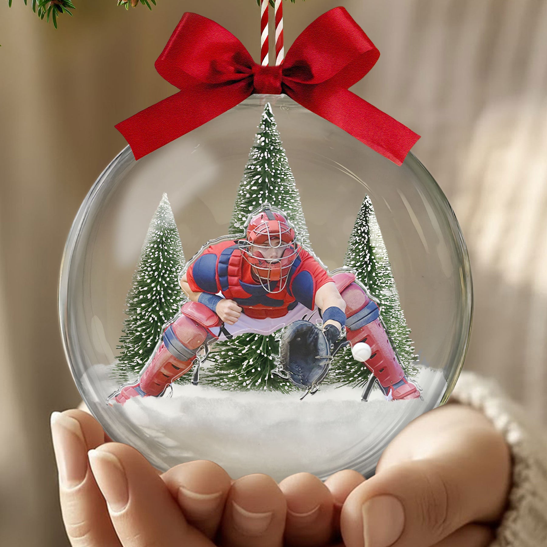 Custom Photo Football Players Christmas Ornament, American Football Gifts, Gifts For Football Fan - Personalized Ornament