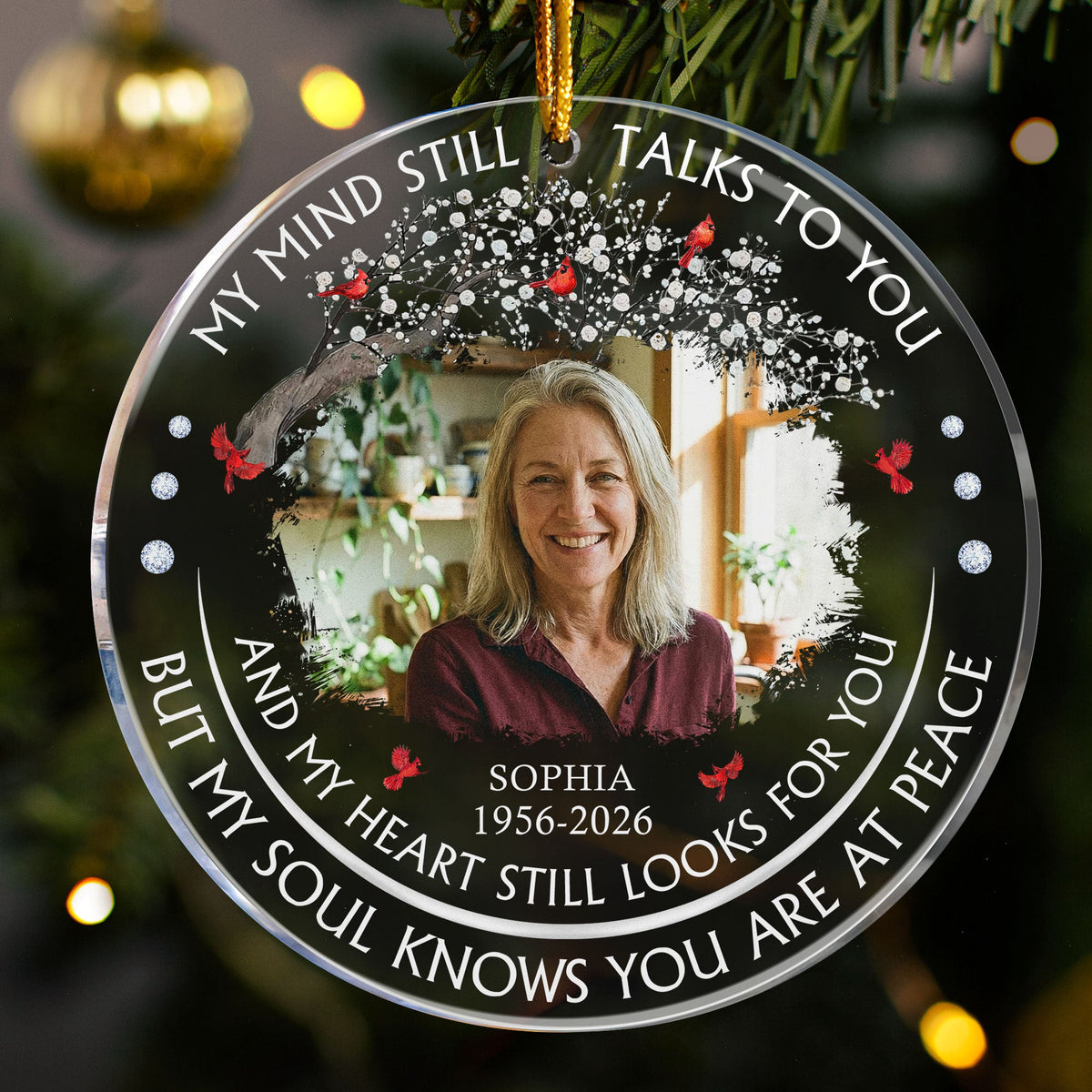 Custom Photo Memorial Christmas Ornament My Mind Still Talks To You - Personalized Ornament