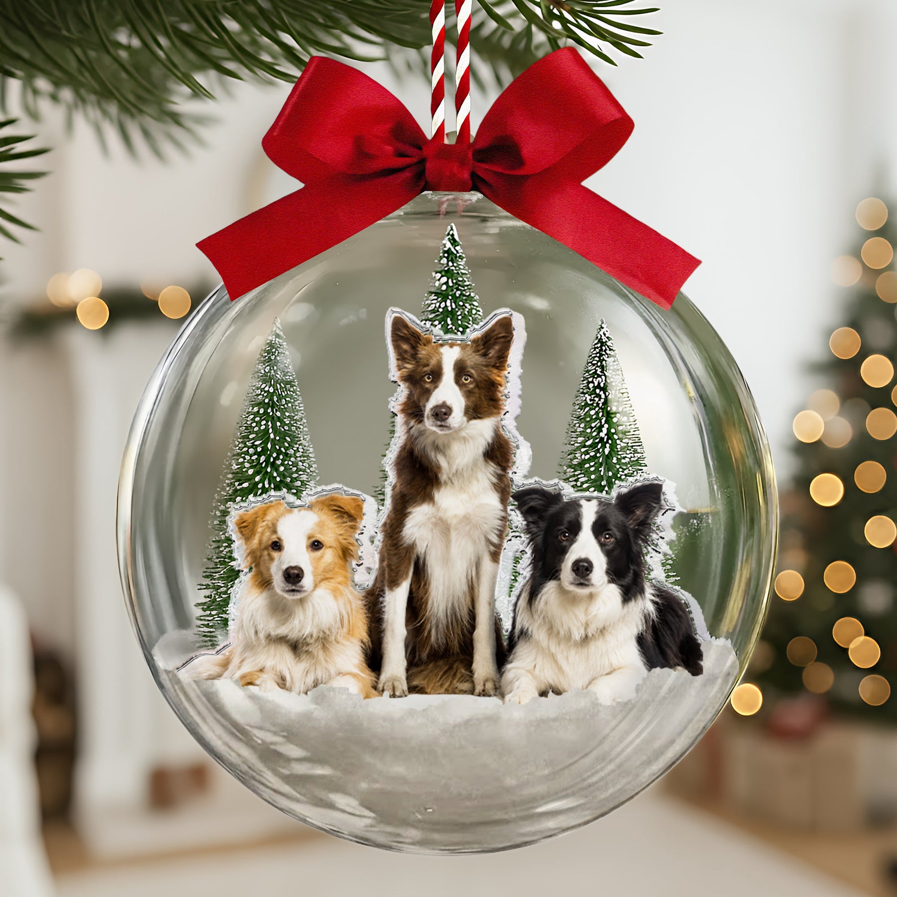 Custom Photo Pet Snow Ball Ornament, Christmas Gift For Pet Lover, Pet Portrait Baulble For Xmas Tree - Personalized Ornament