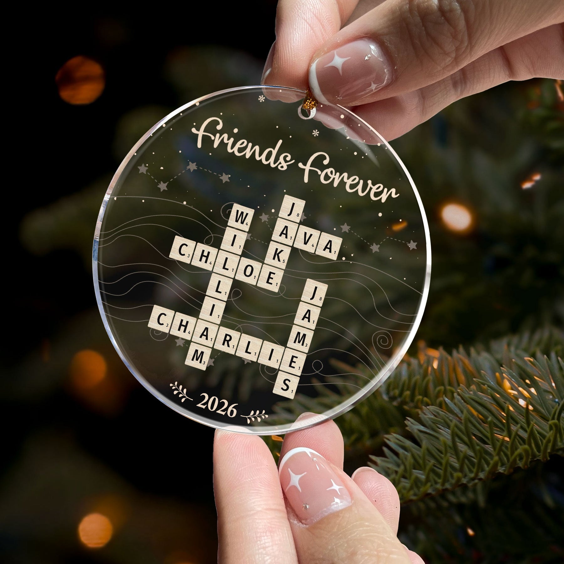 Custom Scrabble-Style Friends Forever Christmas Gifts For Friends, Coworkers - Personalized Ornament