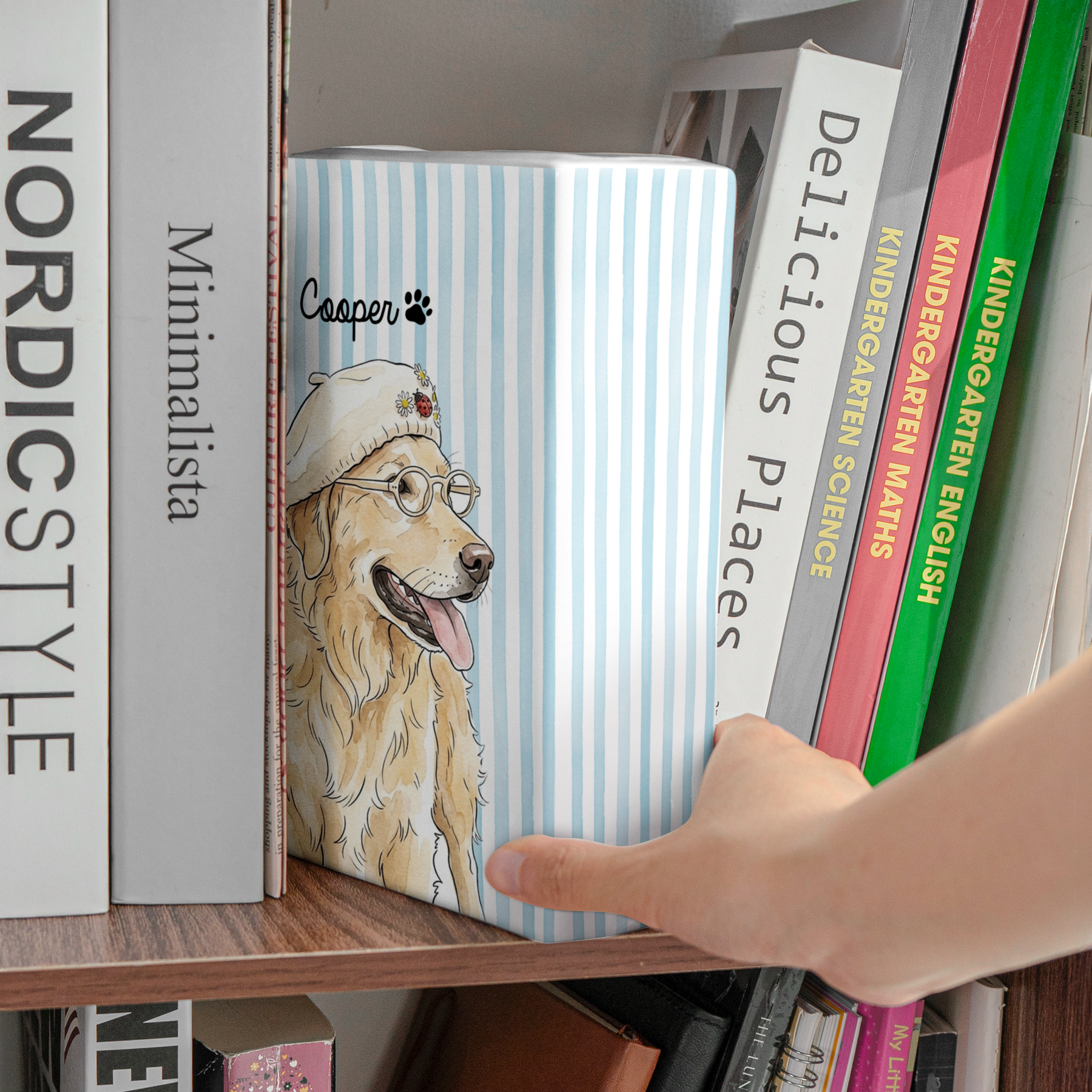 Custom Striped Watercolor Pet Portrait Pet Lovers Gift - Personalized Vase