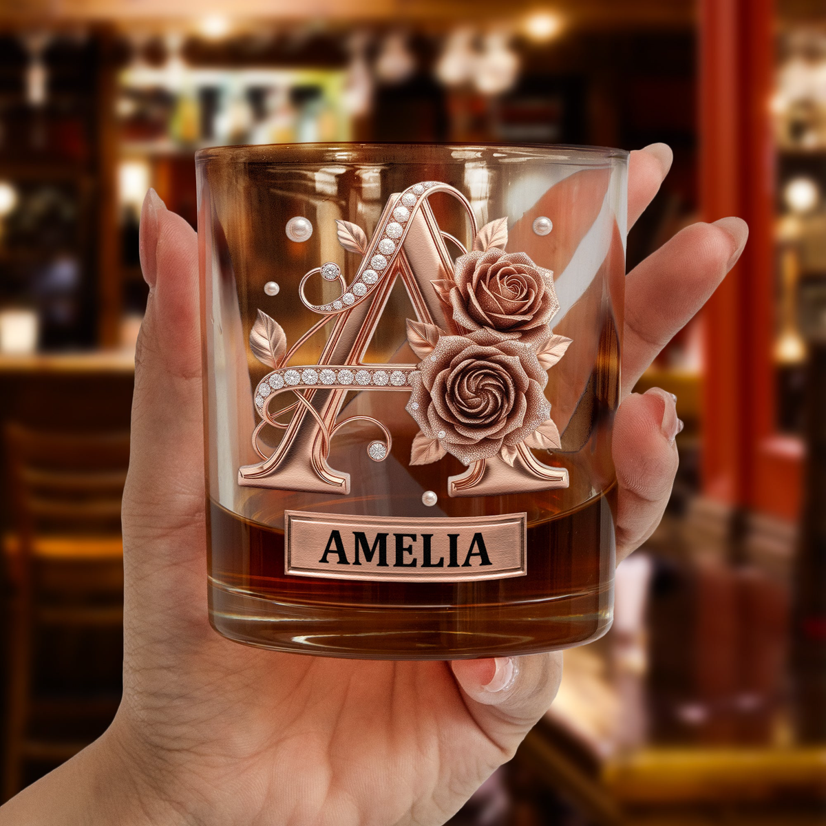 Custom Vintage Initial Name For Him, Her, Couples Matching - Personalized Whiskey Glass
