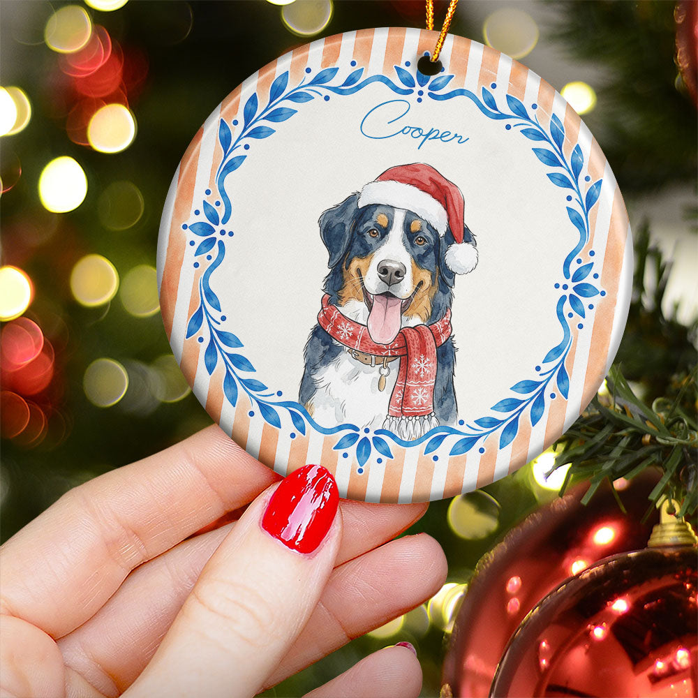 Custom Watercolor Pet With Santa Hat Gifts For Pet Lovers - Personalized Ornament