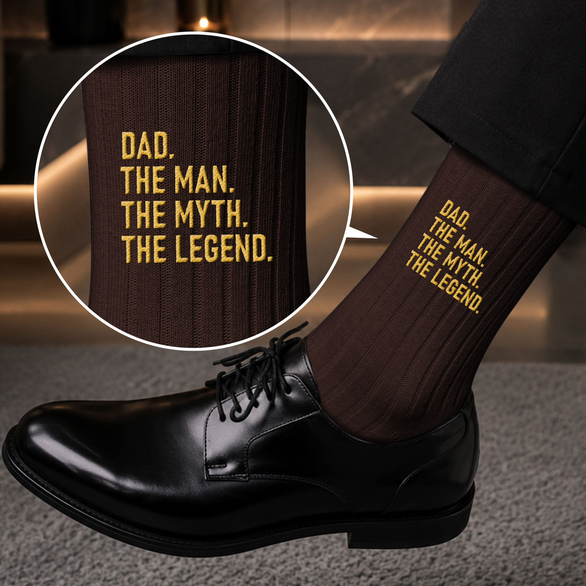 Dad The Man The Myth The Legend Embroidered Custom Name Socks - Personalized Socks