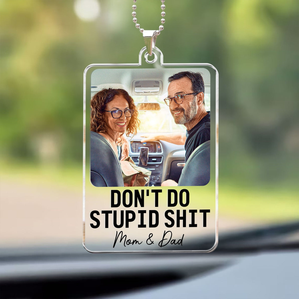 Don't Do Stupid Shit - Personalized Photo Rear View Mirror Accessory