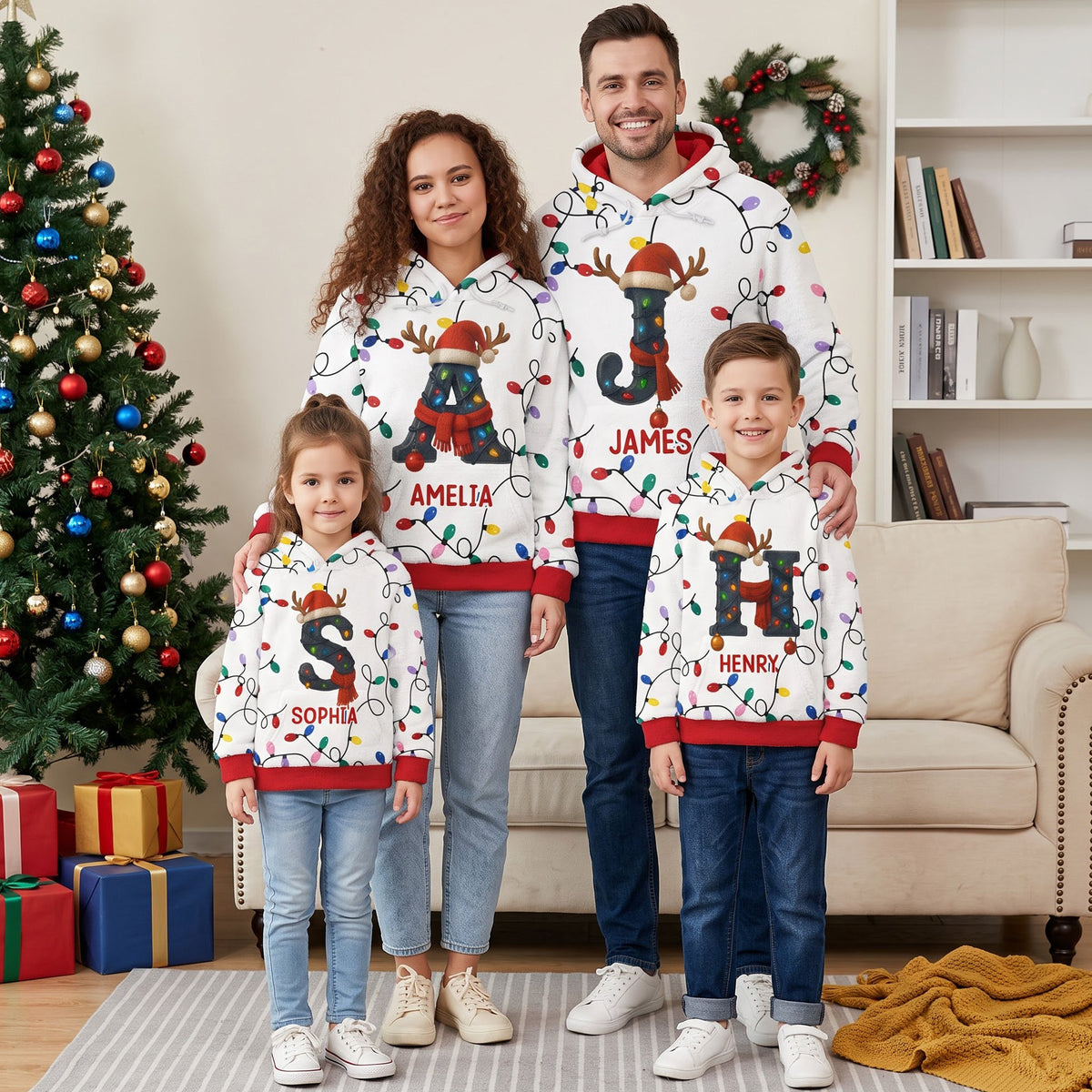 Family Christmas Initial - Personalized Hoodie