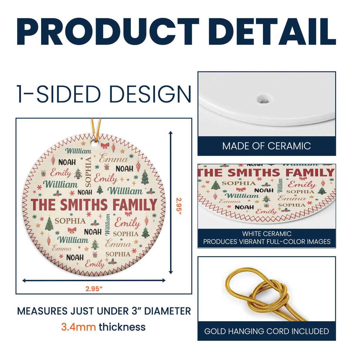Family Name Word Christmas Theme - Personalized Ornament