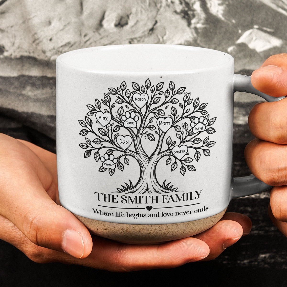Family Tree With Names - Where Life Begins And Love Never Ends - Personalized Mug