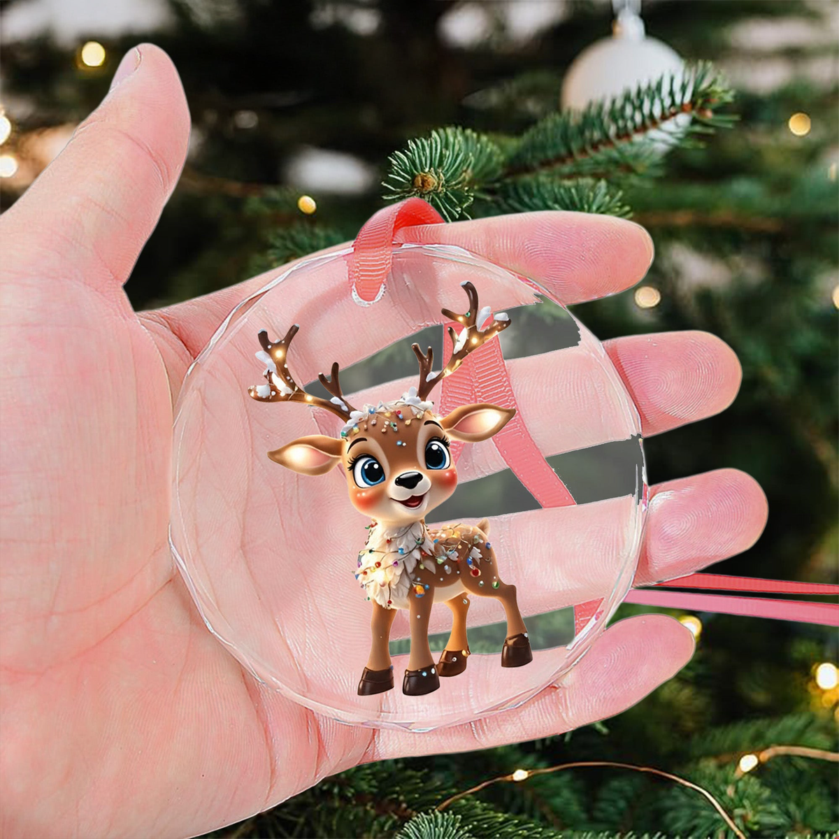 Festive Reindeer 2026 - Glass Ornament