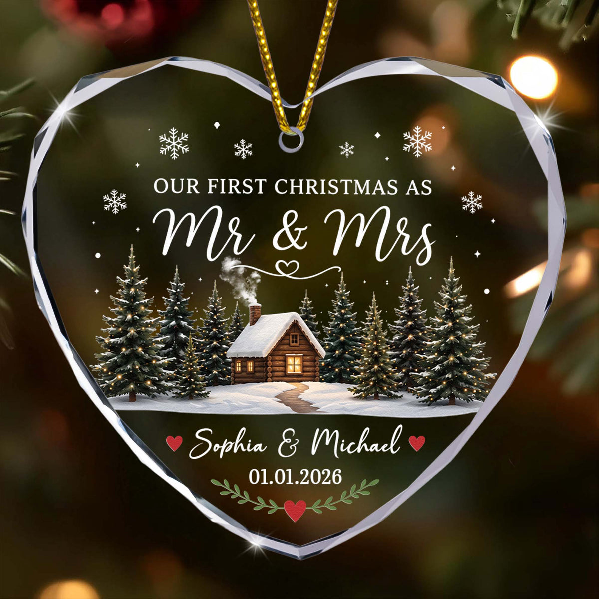 First Christmas Married Mr & Mrs Keepsake - For Newlywed Couples - Personalized Ornament