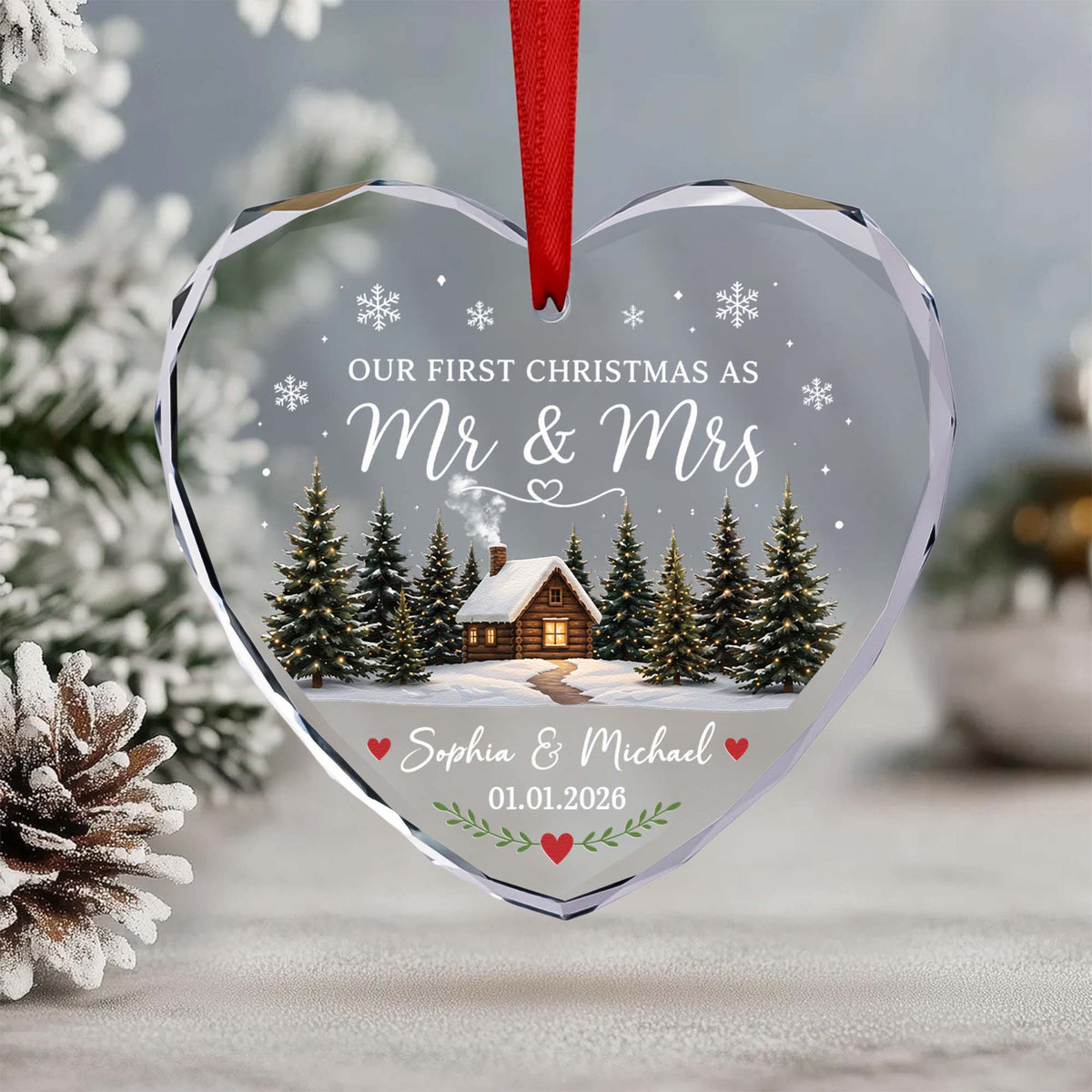 First Christmas Married Mr & Mrs Keepsake - For Newlywed Couples - Personalized Ornament