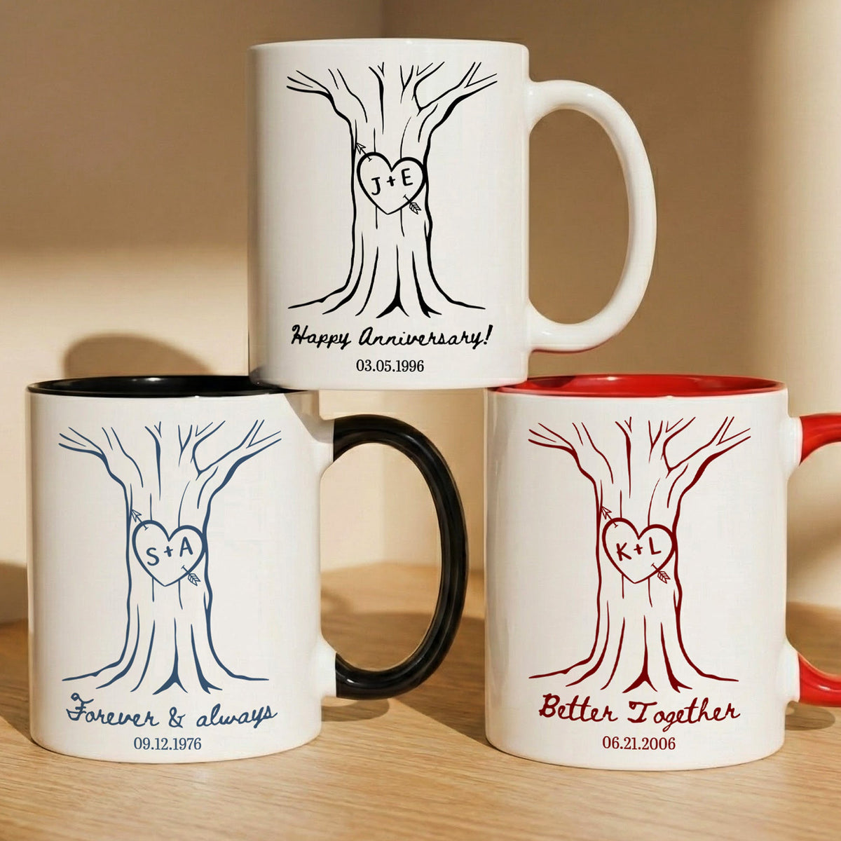 Forever & Always Couple Anniversary Gifts Custom Name & Date - Personalized Mug
