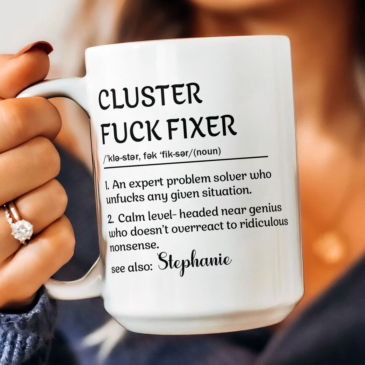 Corporate Gifts Funny Mug - Cluster F*Ck Fixer Problem Solver - Fun Gift For Coworkers - Personalized Mug