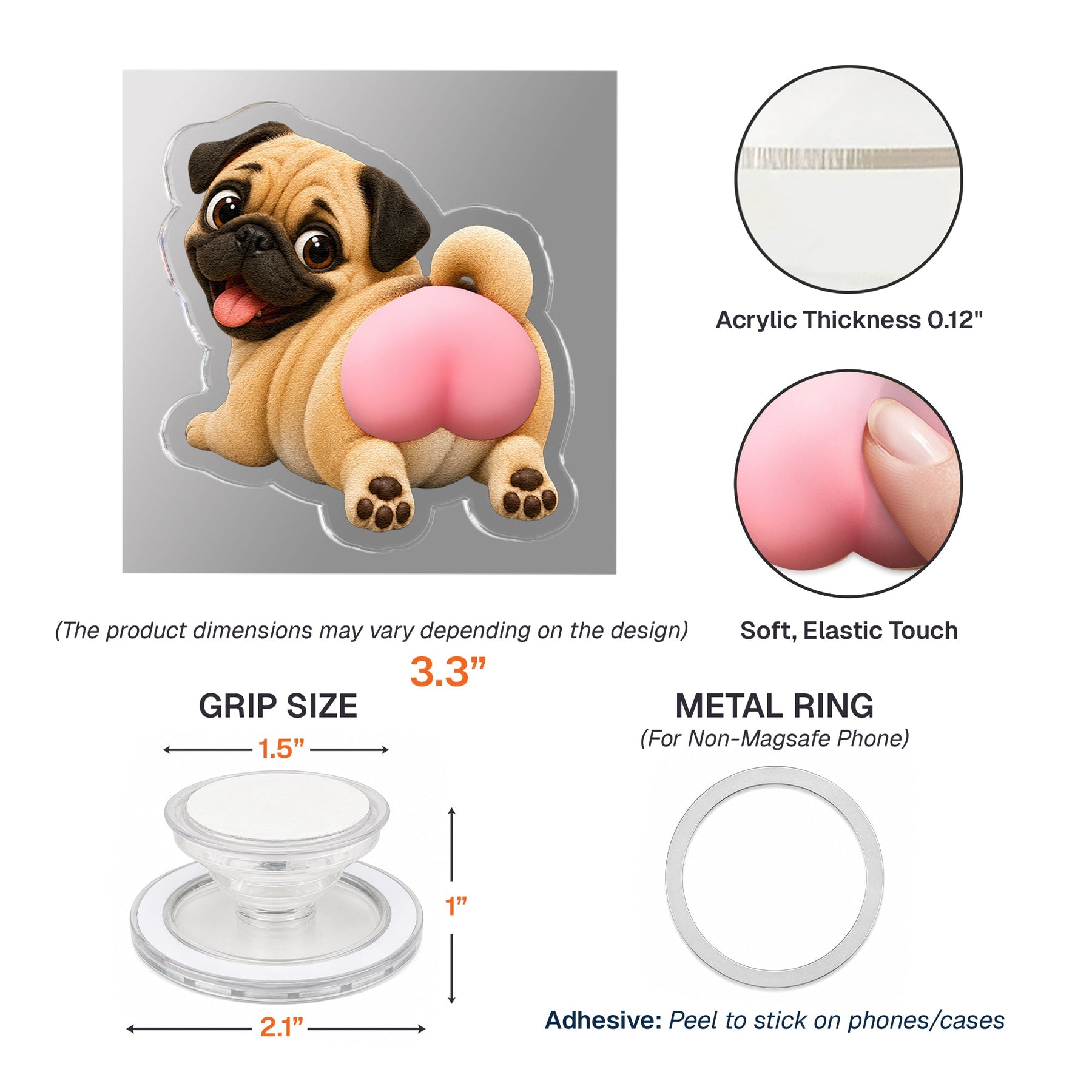 Funny Squishy Big Butt Gift For Dog Lover - Personalized Phone Grip