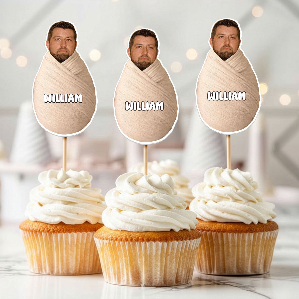Funny Birthday Custom Photo - Personalized Cupcake Toppers