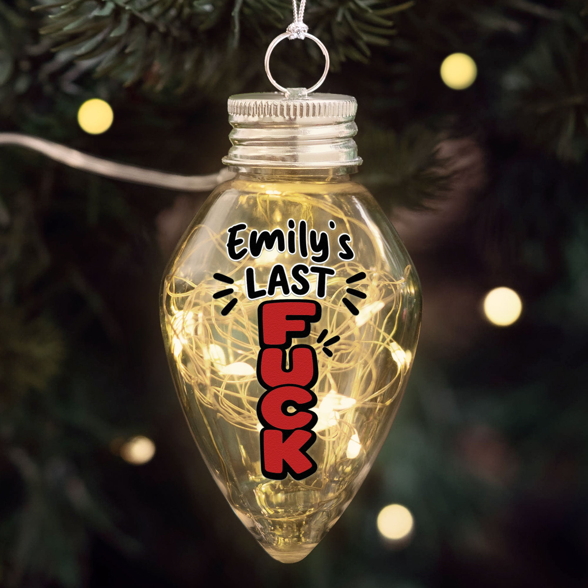 Funny Christmas My Last Fck, Secret Santa Holiday Gag Gift, White Elephant Gift - Personalized Led Christmas Light