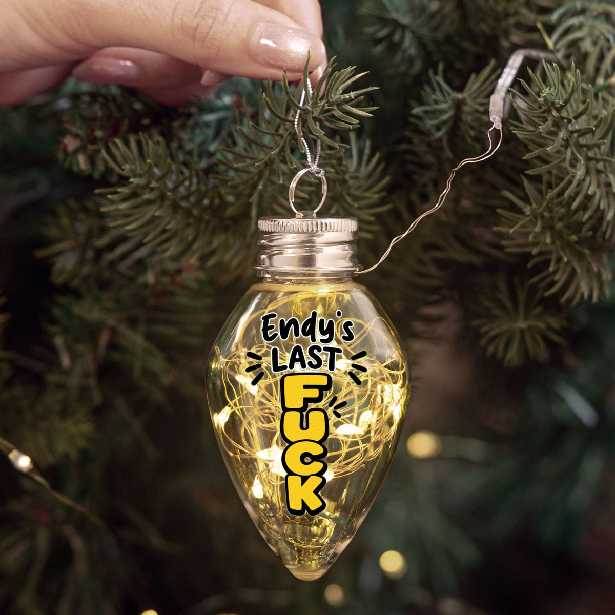 Funny Christmas My Last Fck, Secret Santa Holiday Gag Gift, White Elephant Gift - Personalized Led Christmas Light