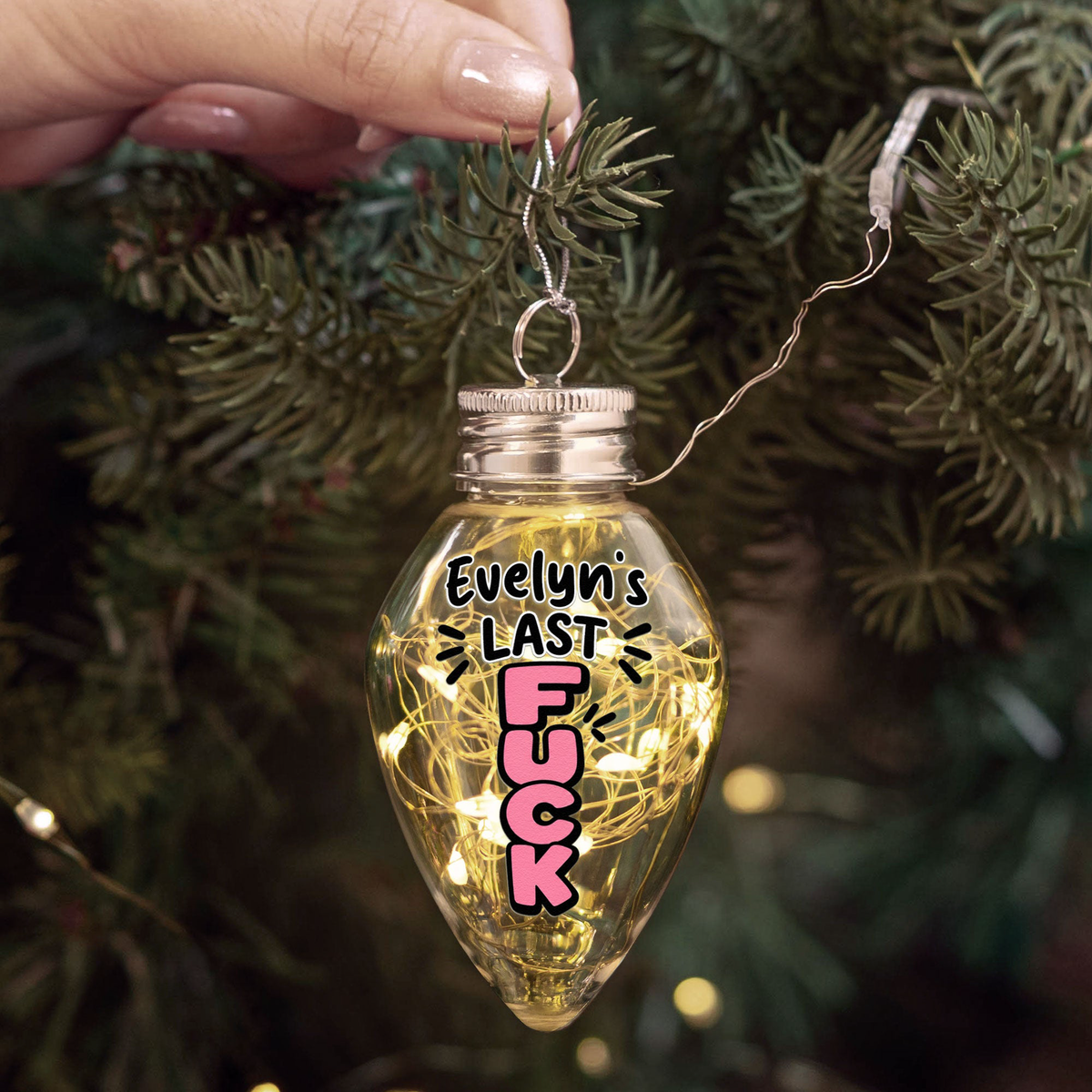 Funny Christmas My Last Fck, Secret Santa Holiday Gag Gift, White Elephant Gift - Personalized Led Christmas Light
