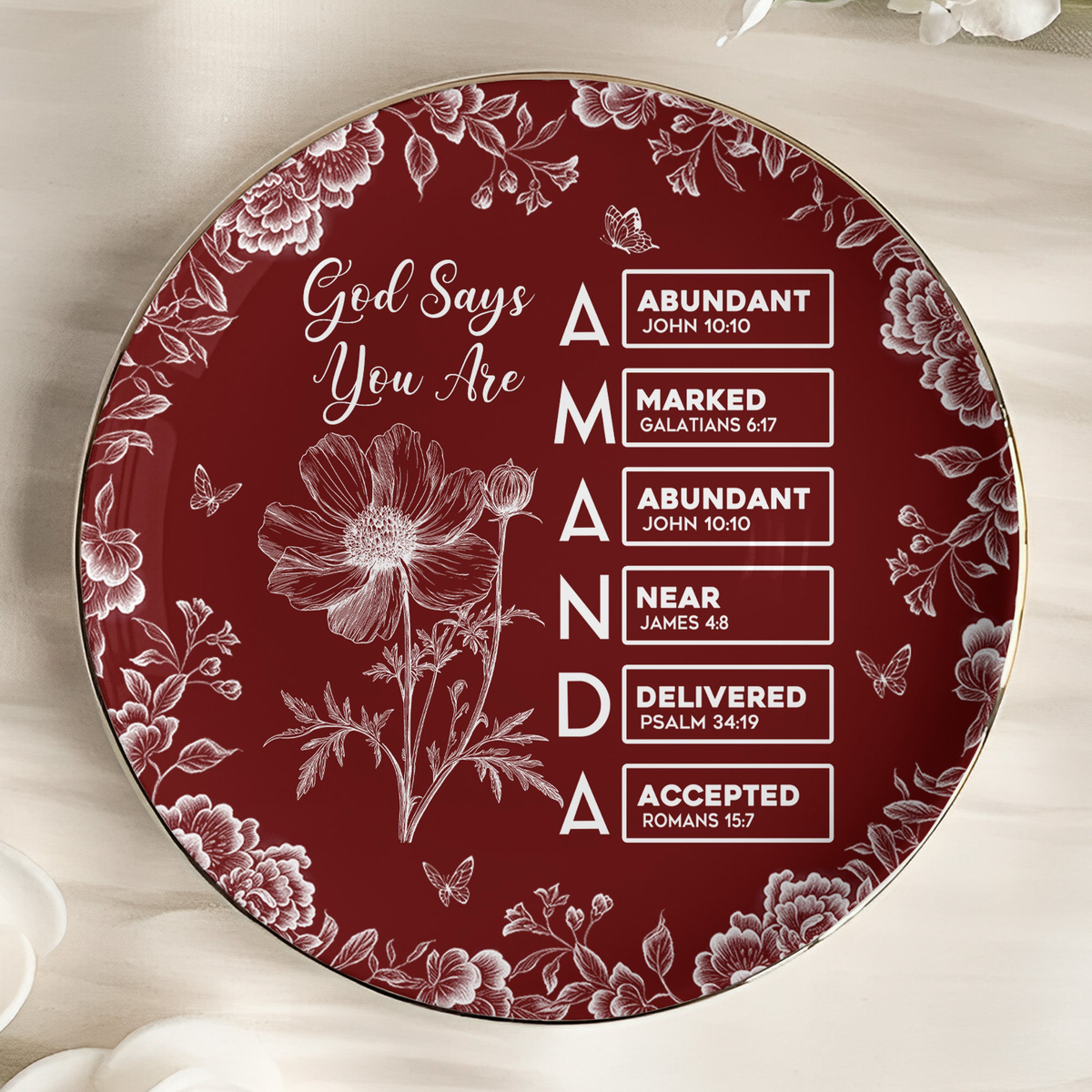 God Says I Am Custom Name In Bible Verse Gifts For Her, Friends, Daughters - Personalized Jewelry Dish