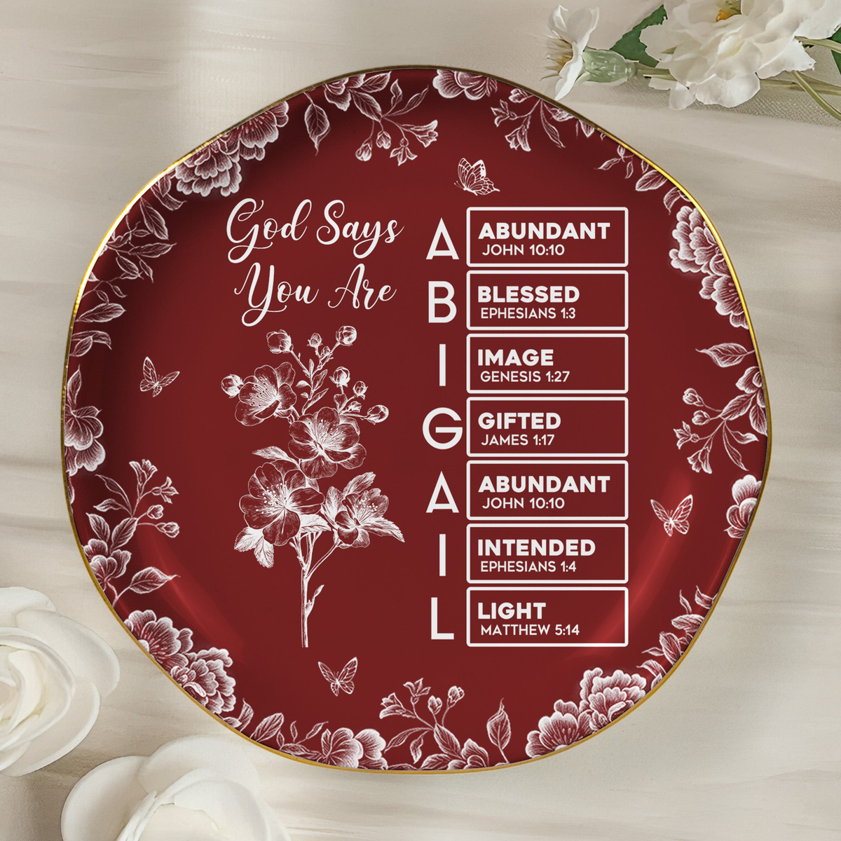 God Says I Am Custom Name In Bible Verse Gifts For Her, Friends, Daughters - Personalized Jewelry Dish