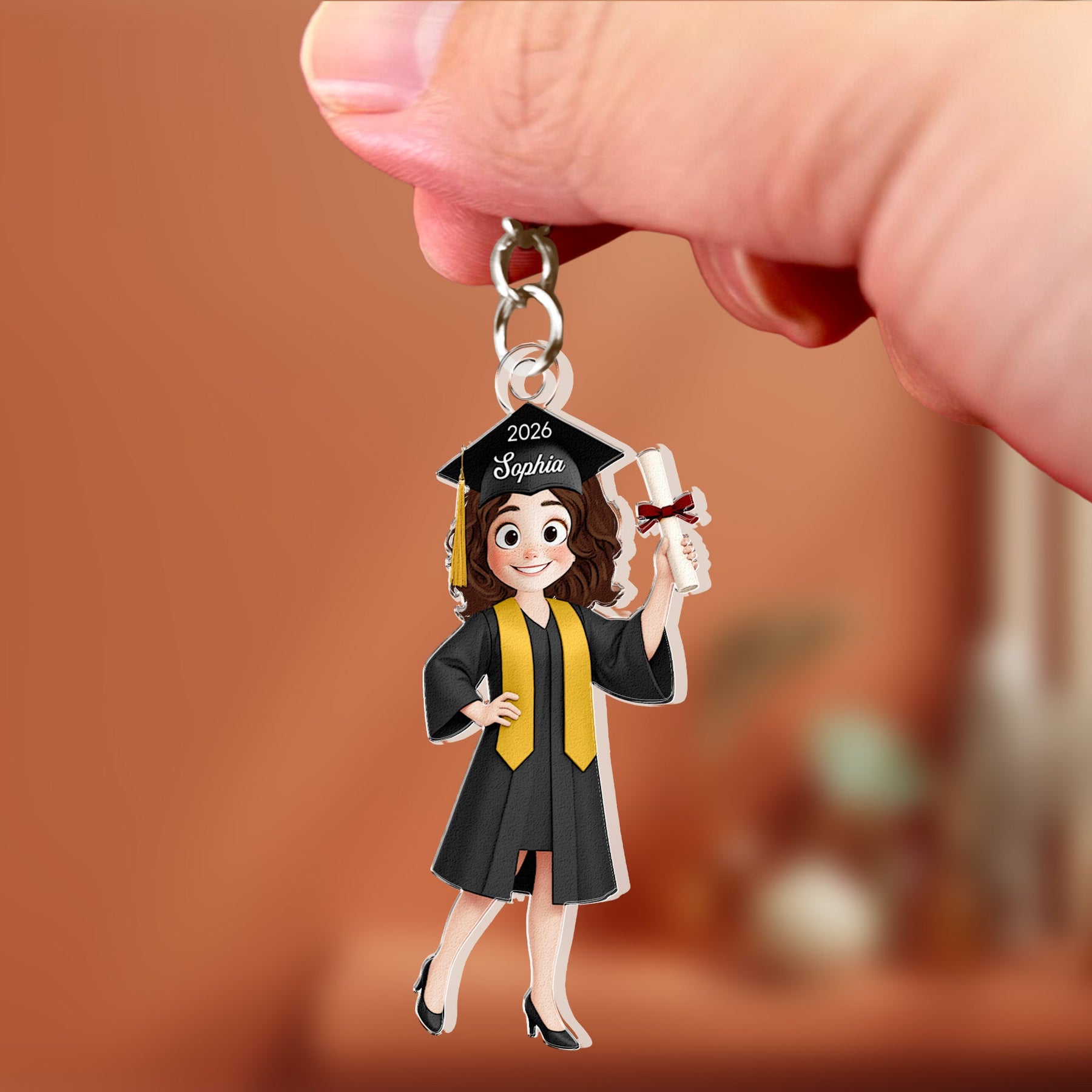 Graduation Cute Cartoon Gift For Him Her - Personalized Acrylic Keychain