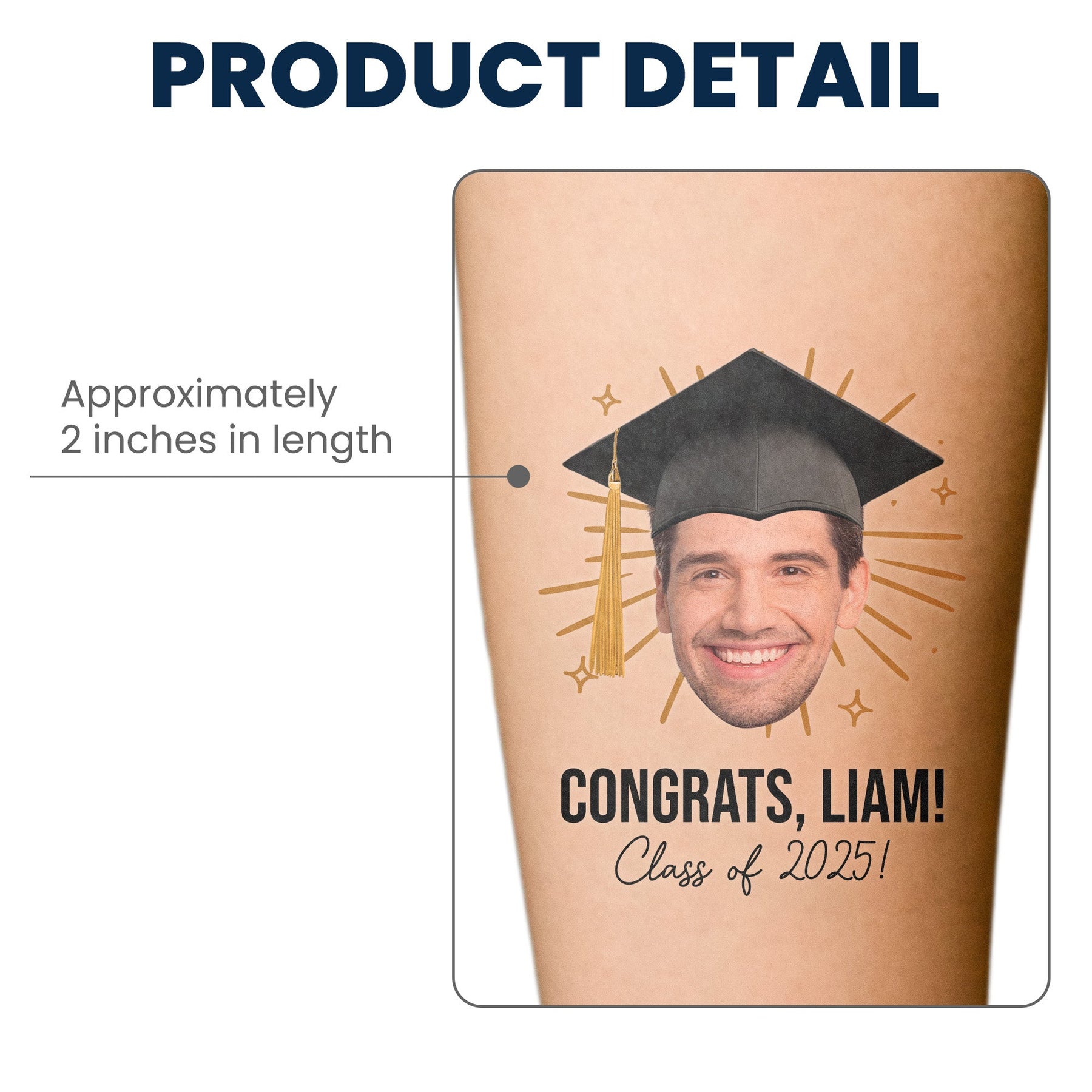 Graduation Funny Tattoo Custom Face - Personalized Photo Tattoo