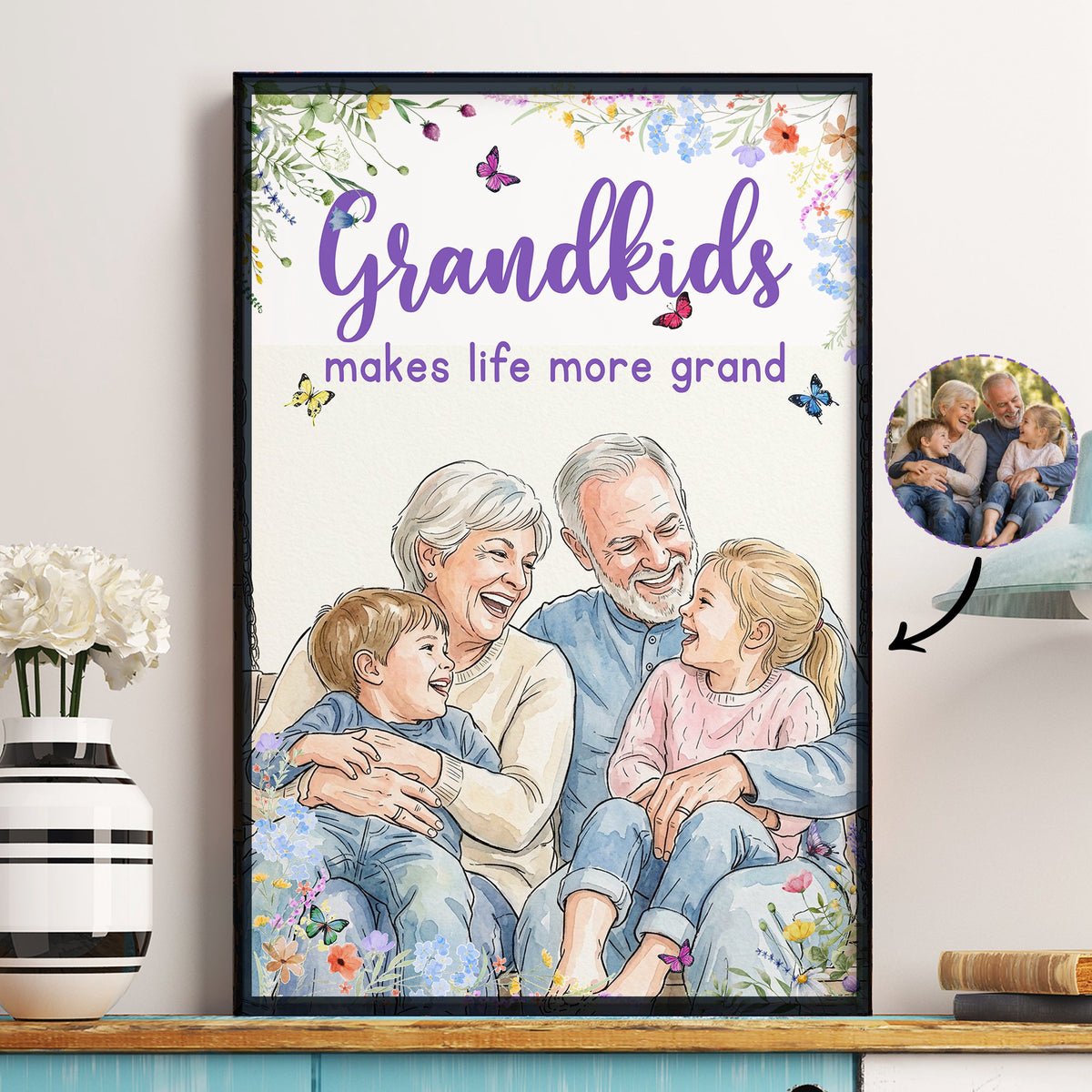 Grandkids Make Life More Grand Watercolor - Personalized Poster