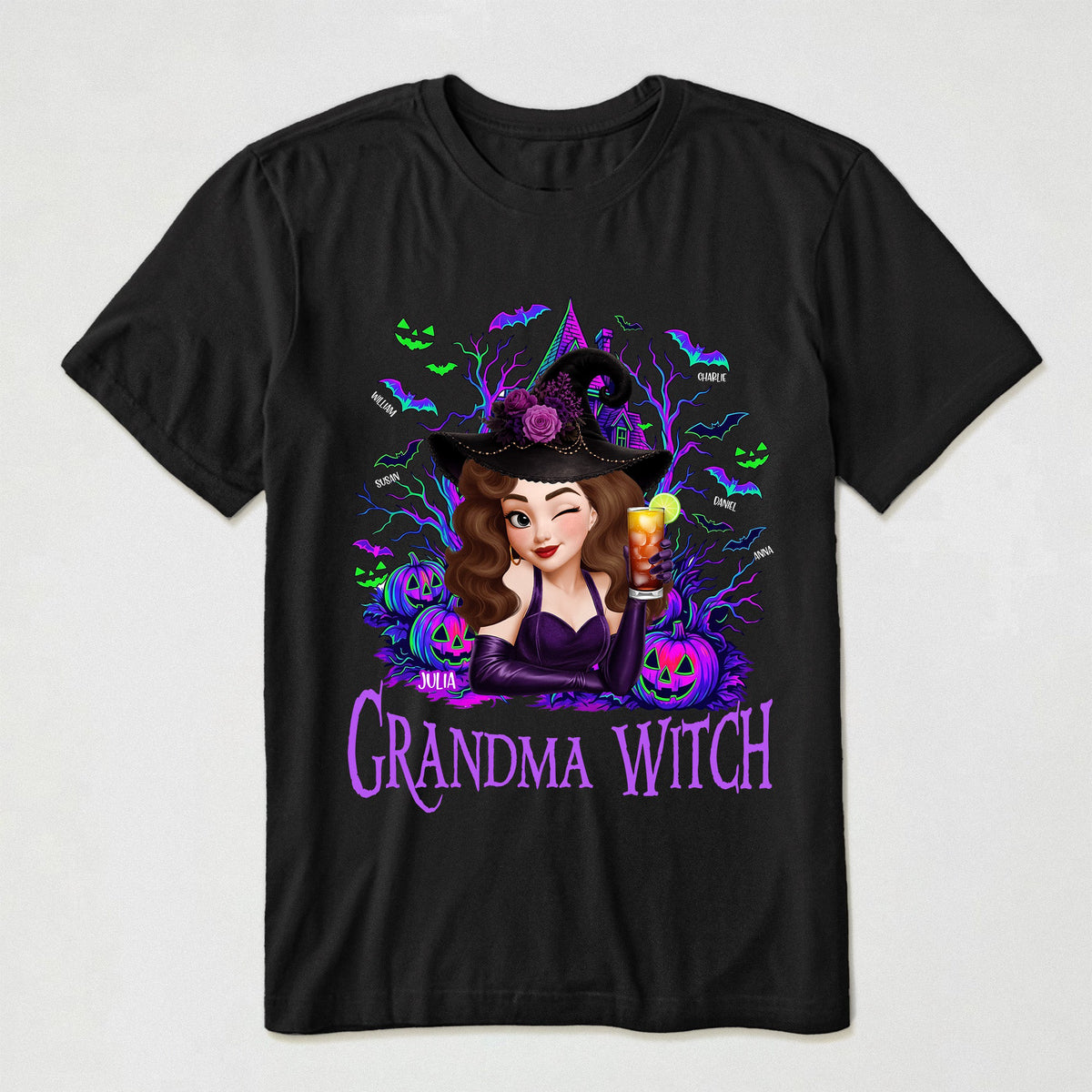 Grandma Witch Halloween Customes, Grandma Halloween Gift - Personalized Shirt