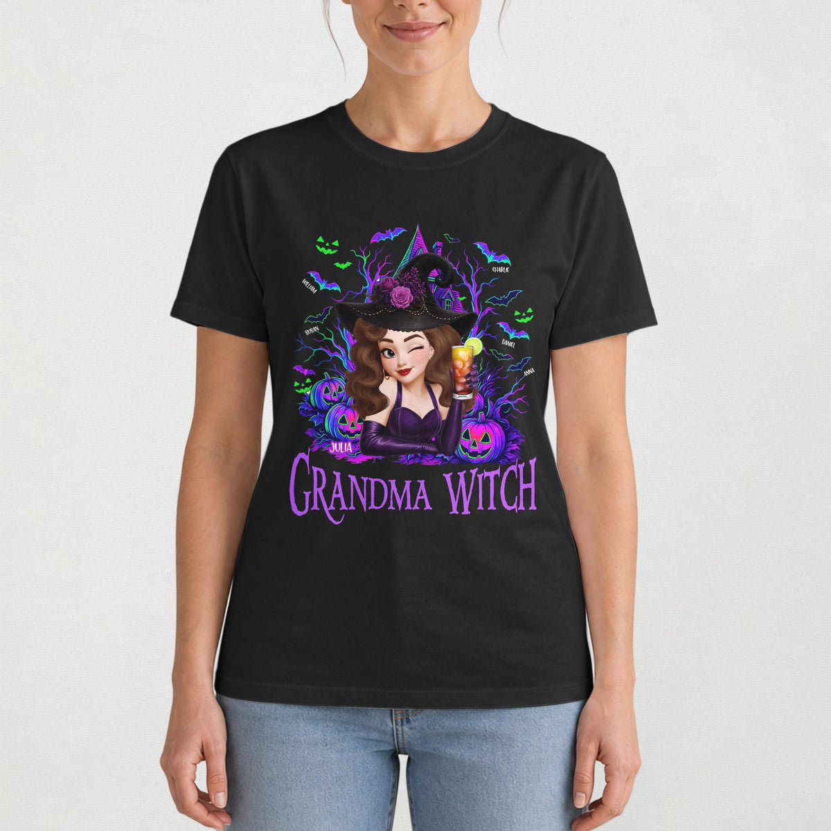 Grandma Witch Halloween Customes, Grandma Halloween Gift - Personalized Shirt