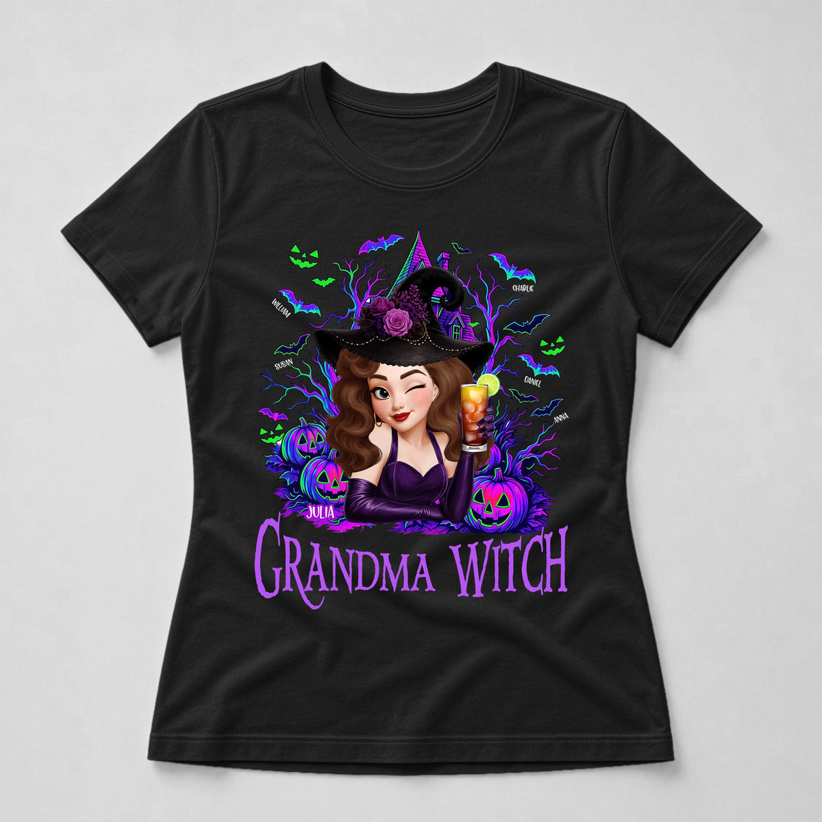 Grandma Witch Halloween Customes, Grandma Halloween Gift - Personalized Shirt