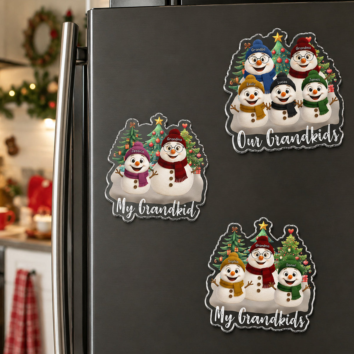 Grandma Snowman Christmas Vibe - Personalized Magnet