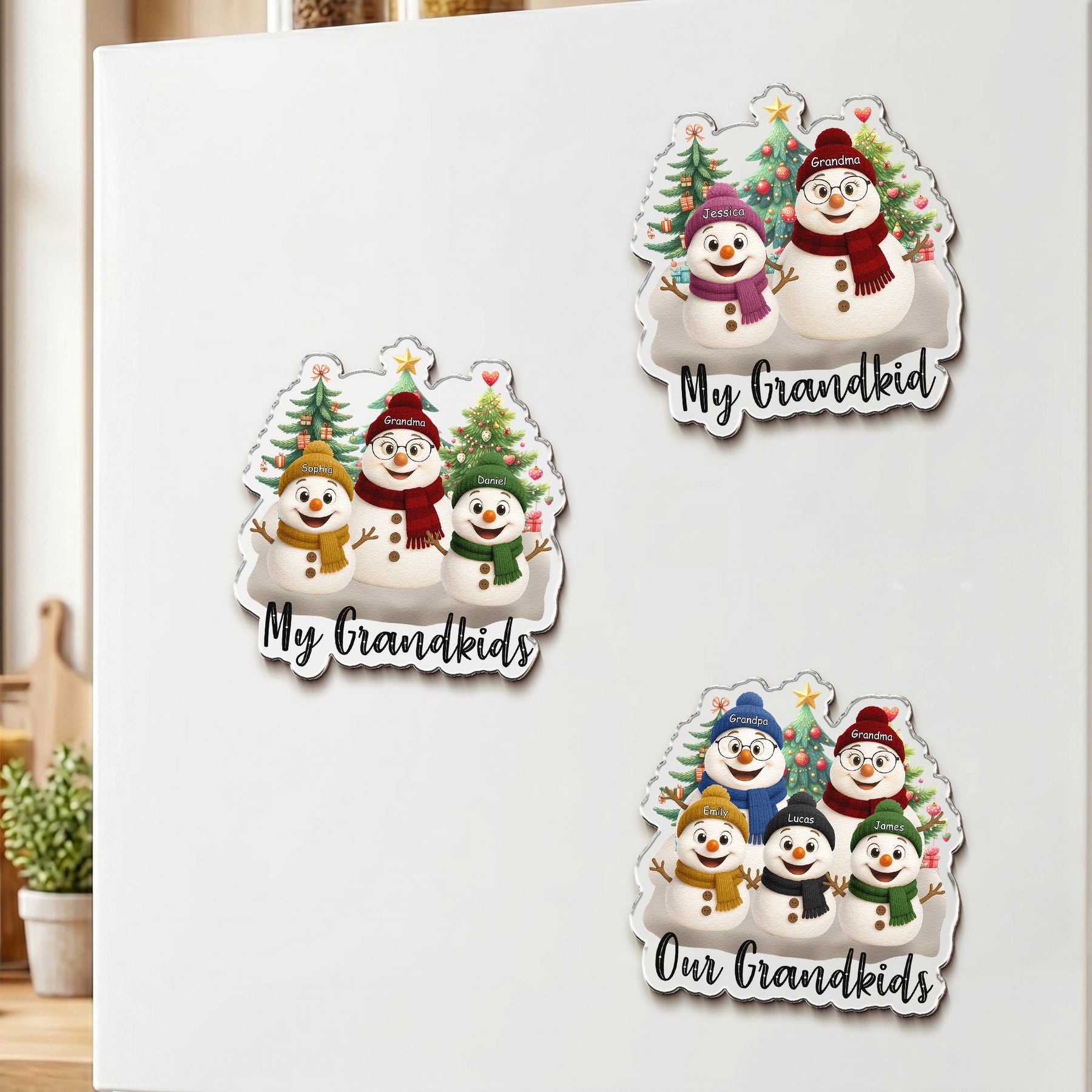 Grandma Snowman Christmas Vibe - Personalized Magnet