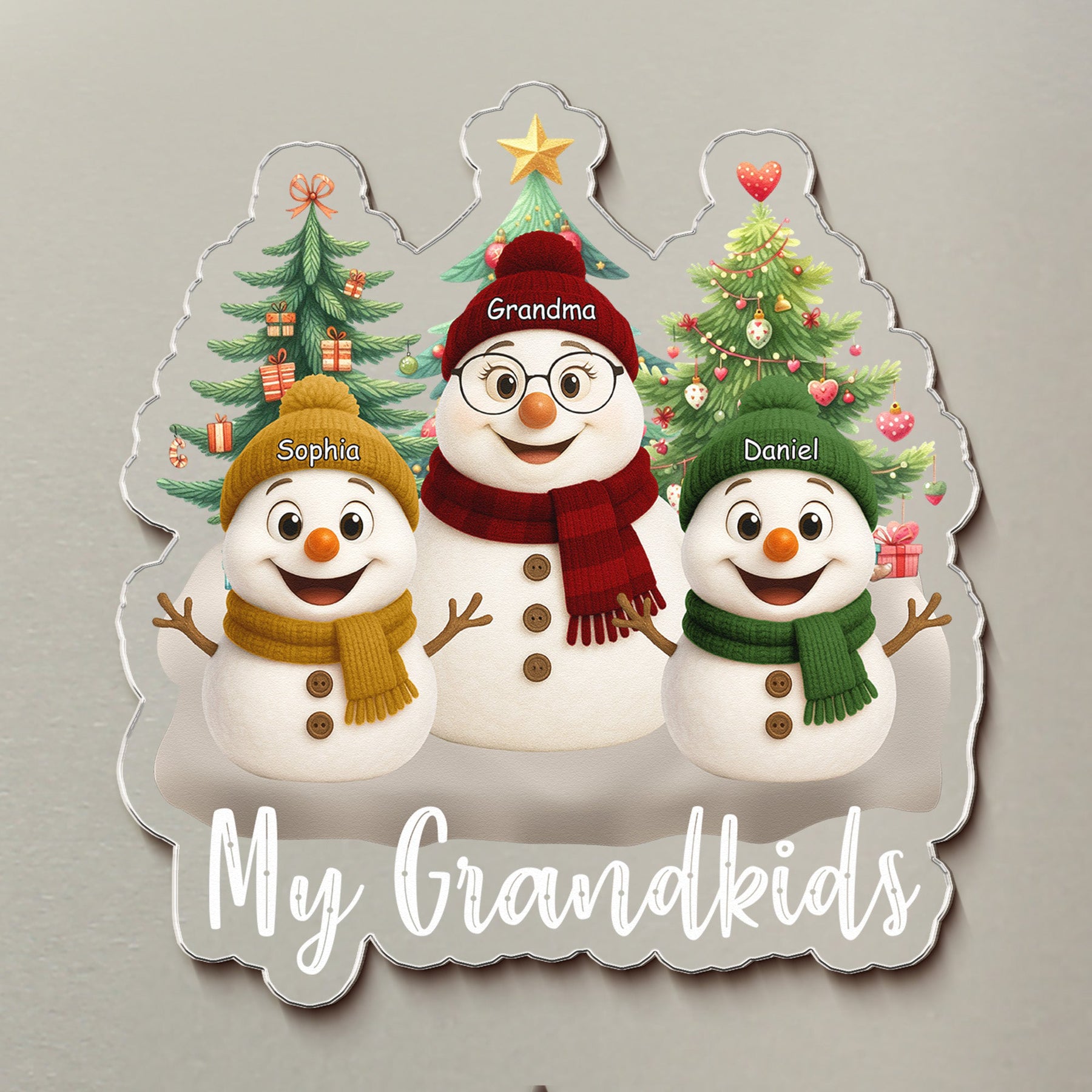 Grandma Snowman Christmas Vibe - Personalized Magnet
