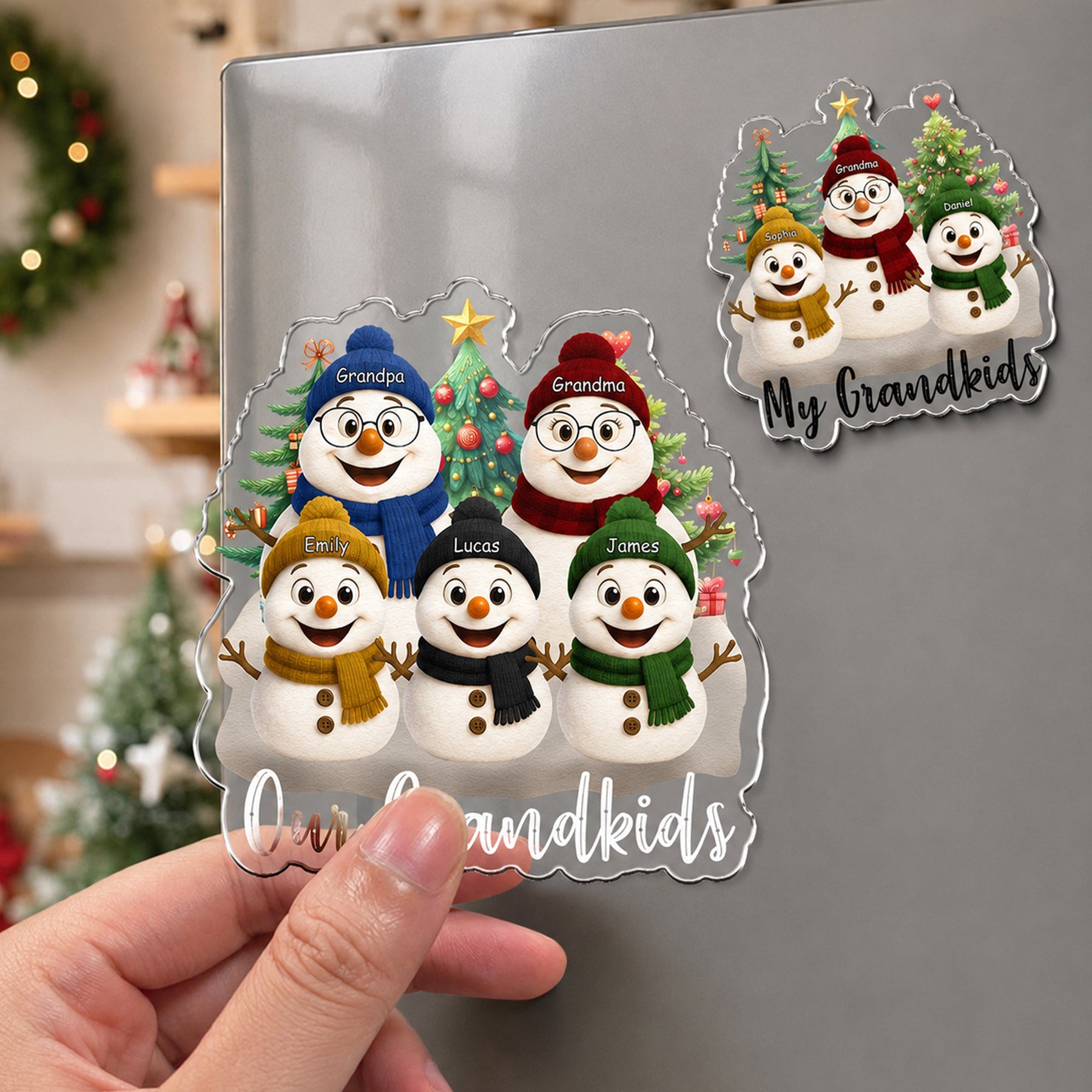 Grandma Snowman Christmas Vibe - Personalized Magnet