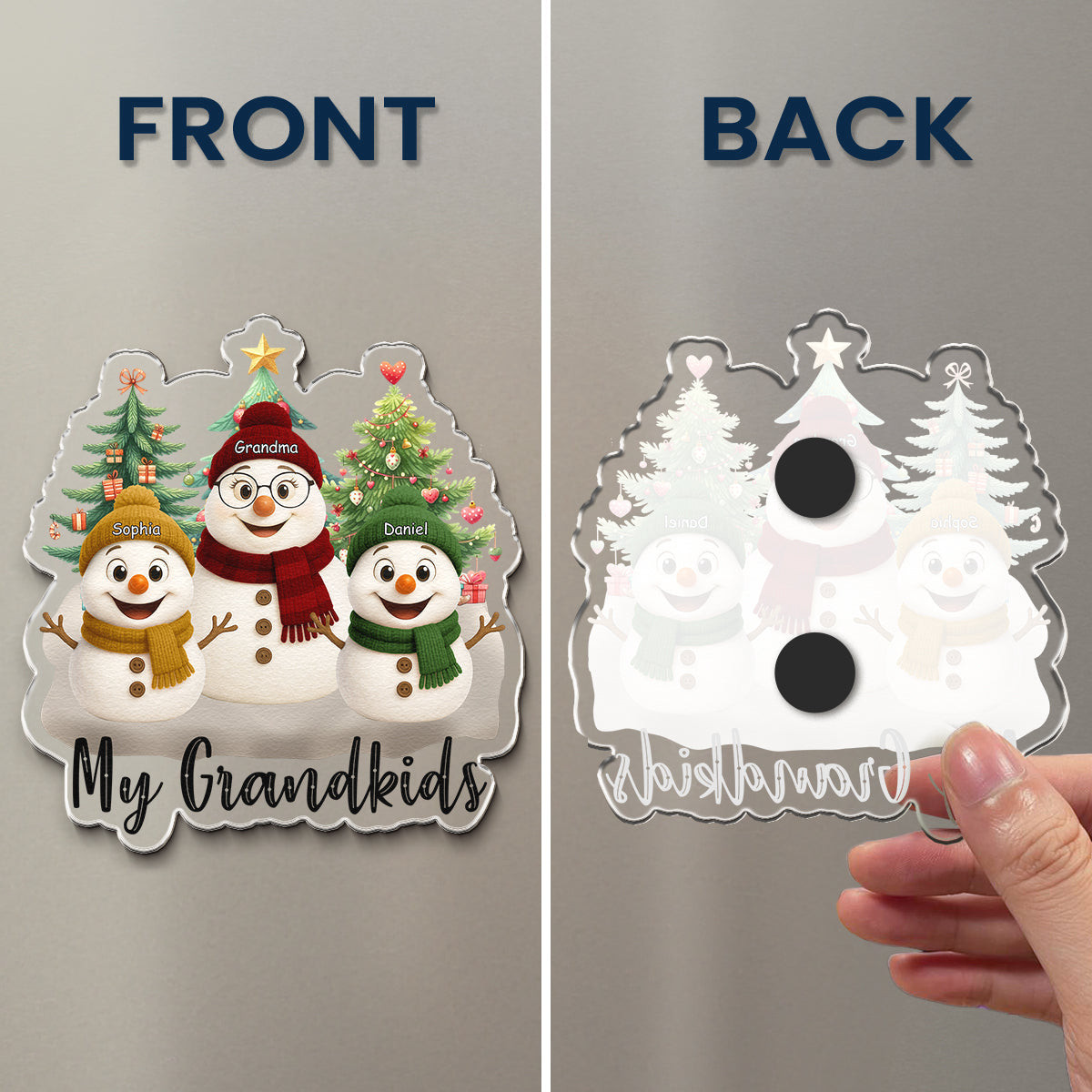 Grandma Snowman Christmas Vibe - Personalized Magnet