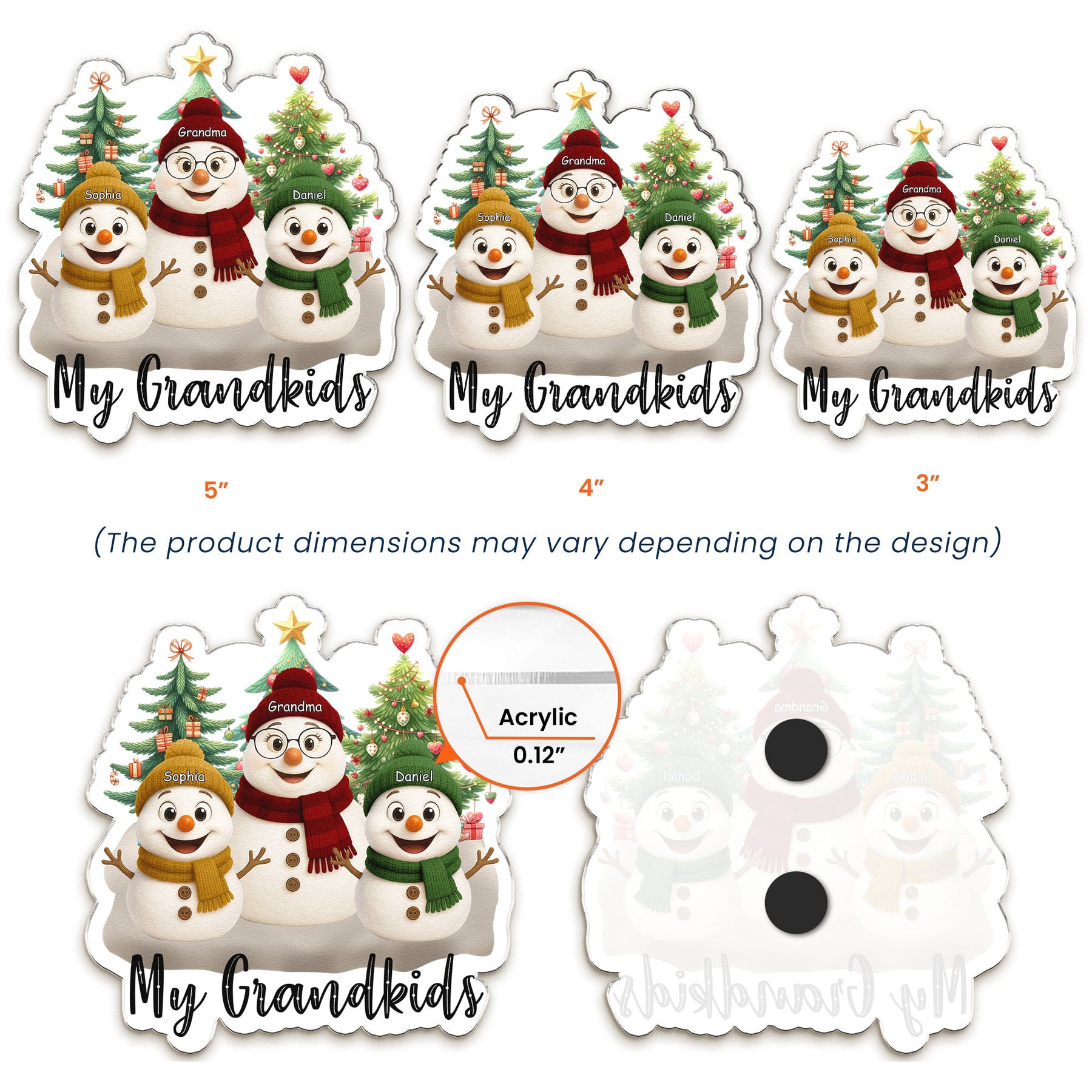 Grandma Snowman Christmas Vibe - Personalized Magnet