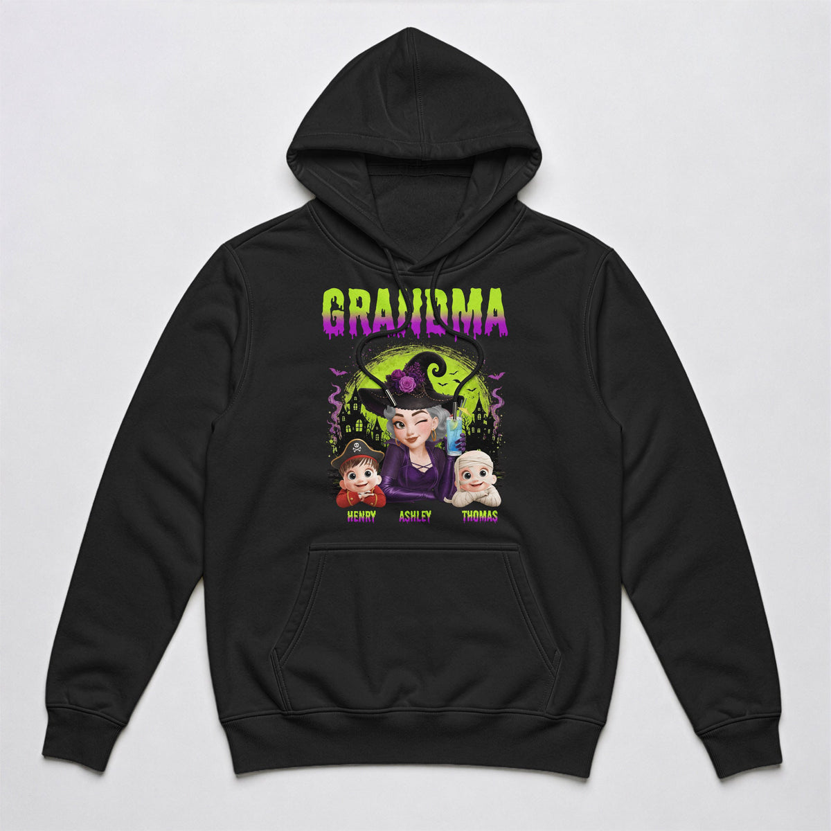 Grandma Witch With Little Monsters - Personalized Shirt