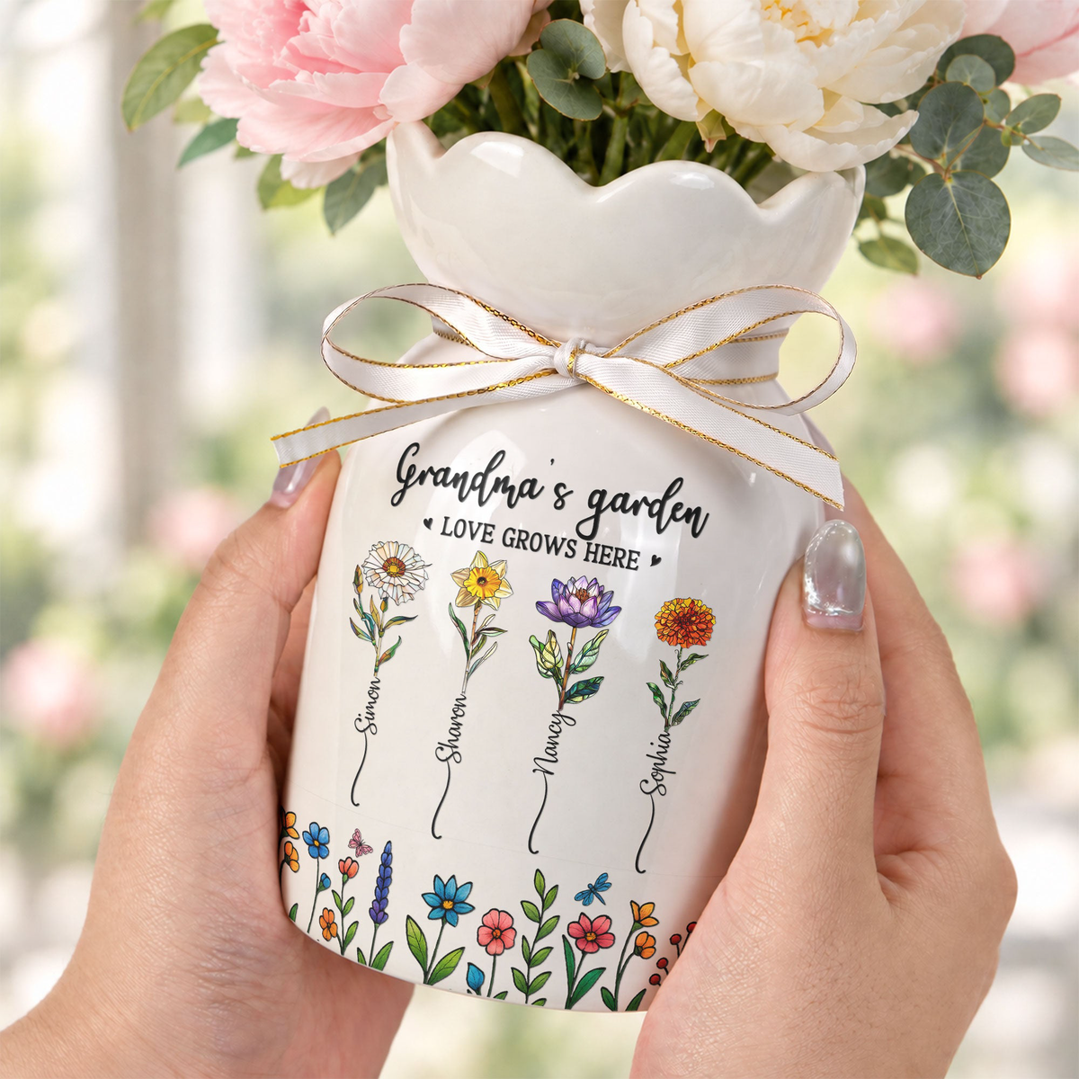 Grandma's Garden Birth Flower - Personalized Vase