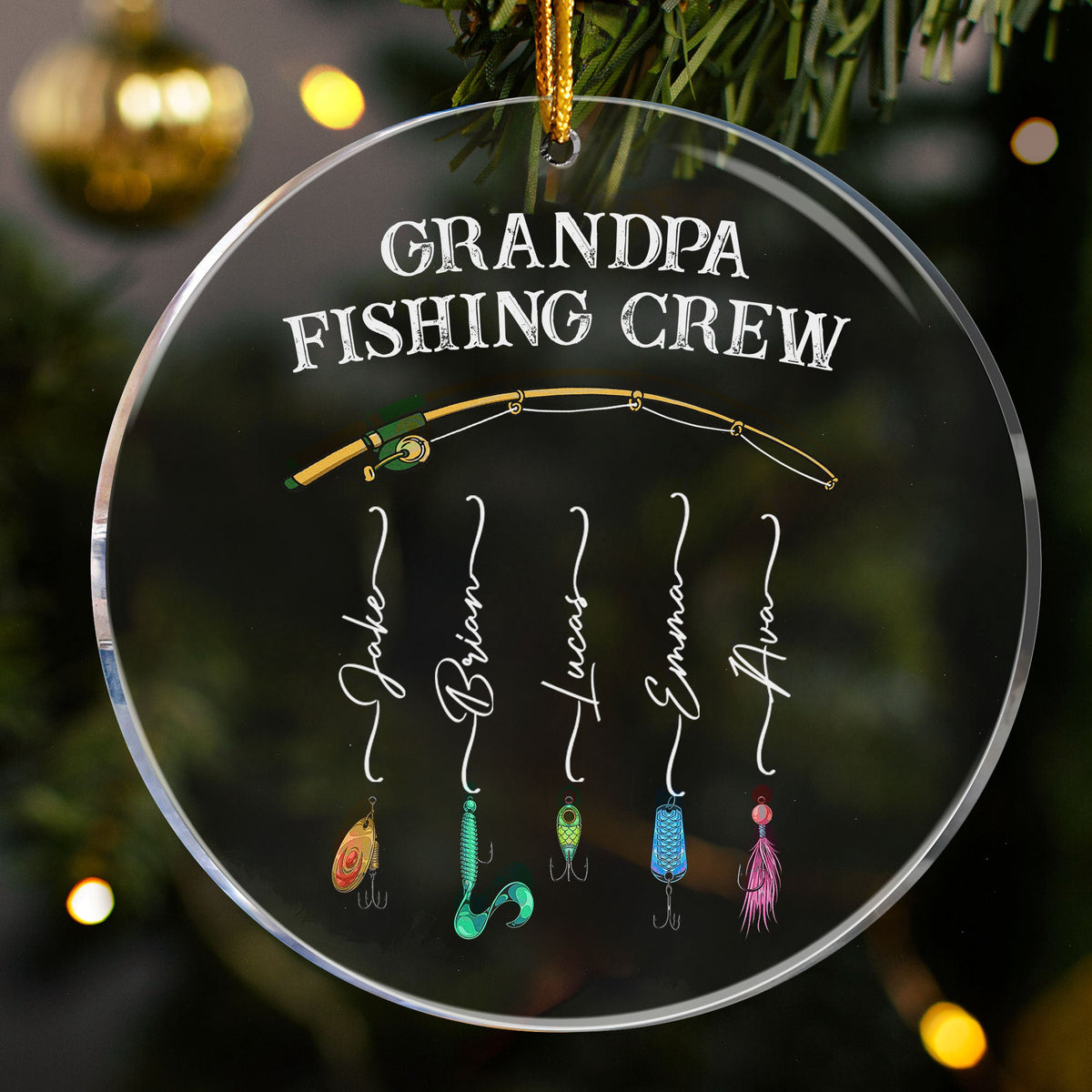 Grandpa Fishing Crew Colorful - Personalized Ornament