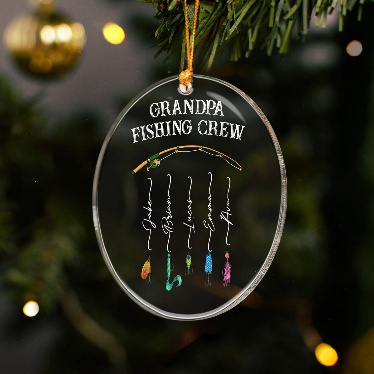 Grandpa Fishing Crew Colorful - Personalized Ornament