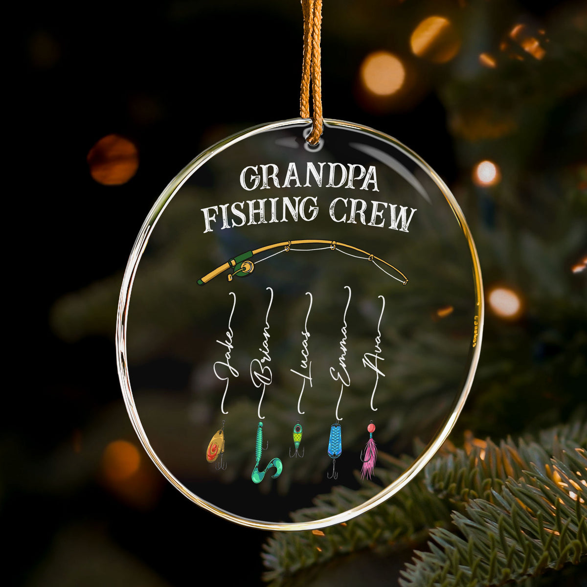 Grandpa Fishing Crew Colorful - Personalized Ornament